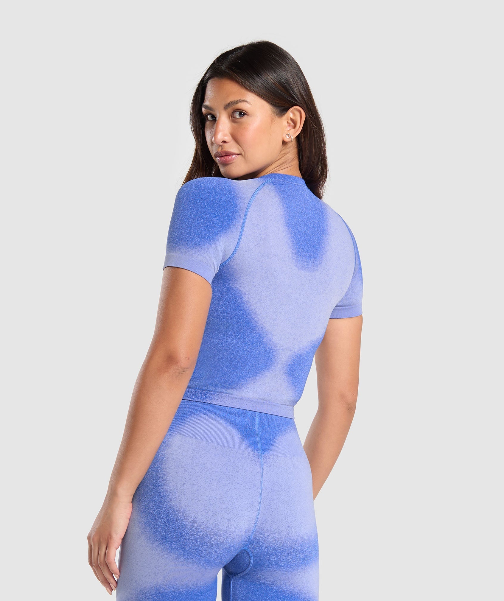GYMSHARK BlurSeamless Tee | Breathable Workout Top in Iris Blue & Powdered Lilac Ombre 