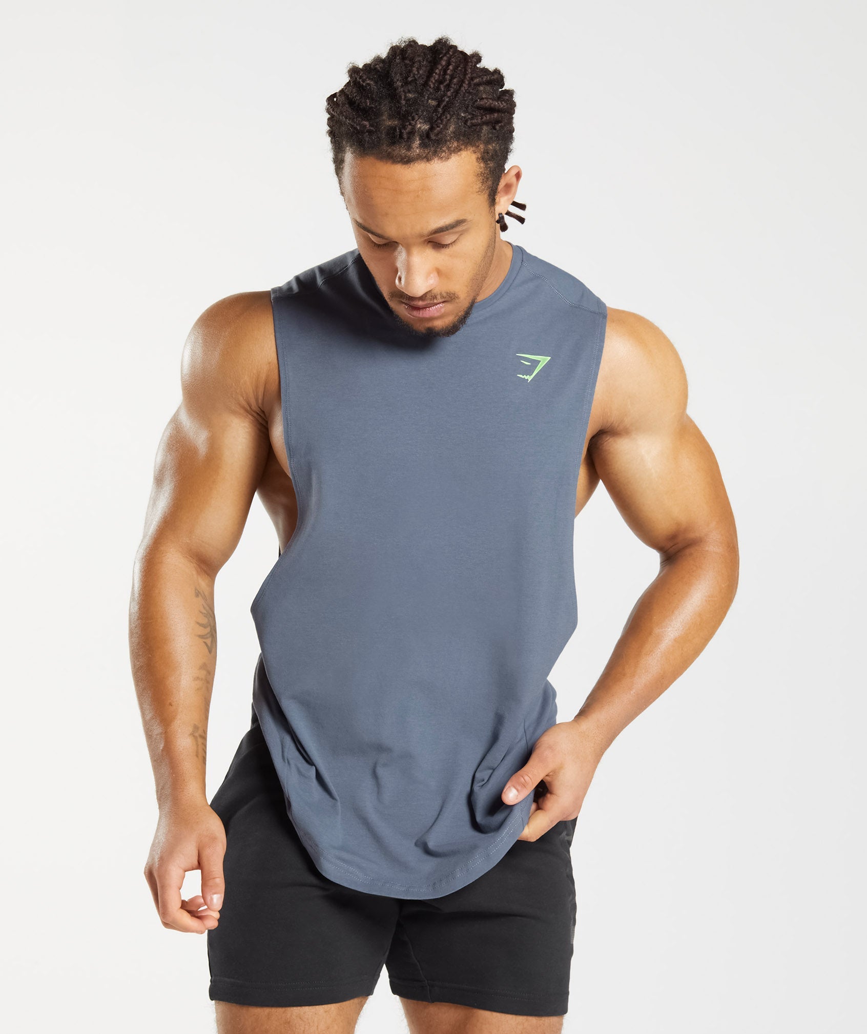 GYMSHARK GYMSHARK Sleeveless Muscle Tank | Bold Cutout Design in Deep Evening Blue 