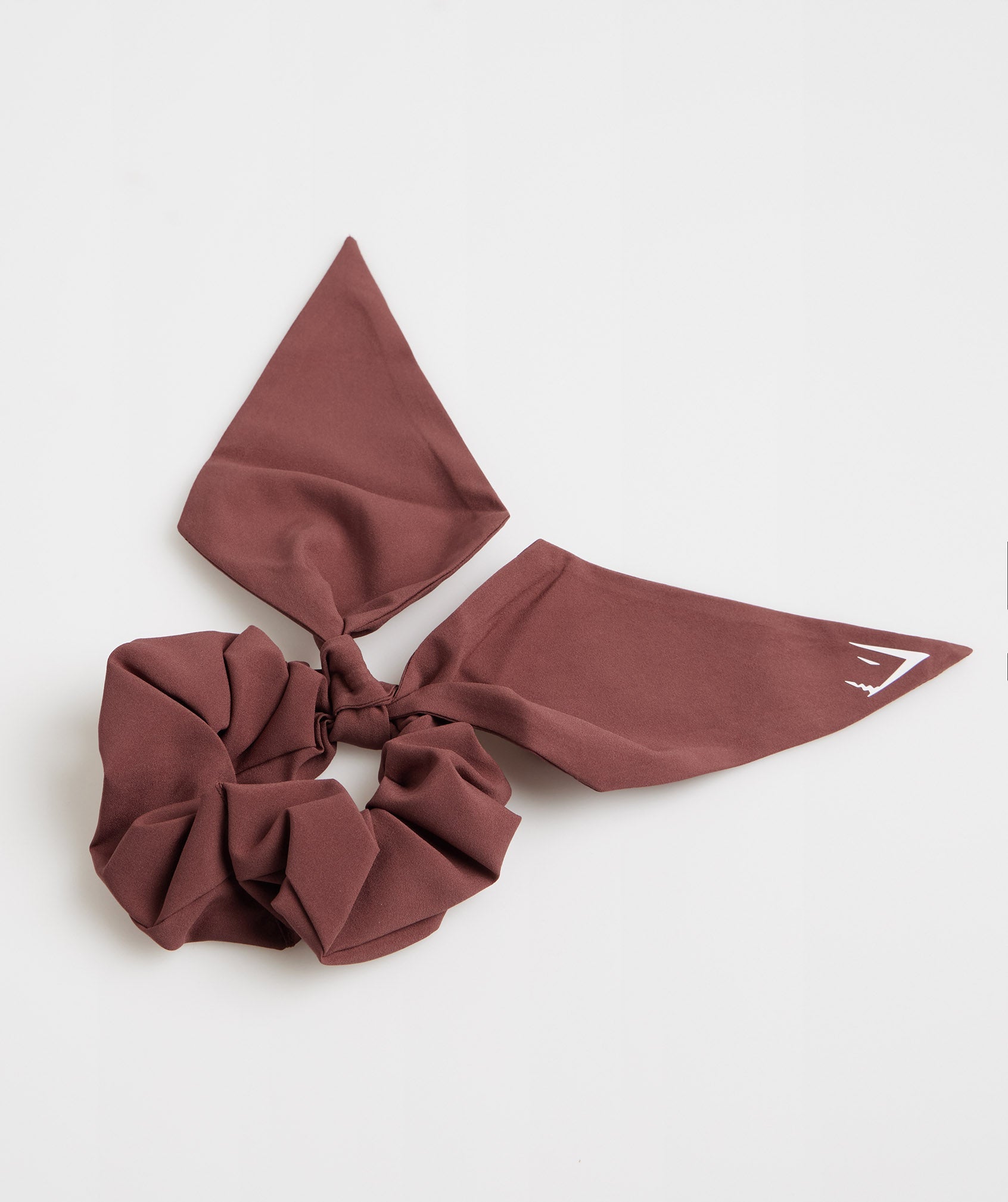 GYMSHARK Gymshark Ribbon-Tie Athletic Scrunchie Hairband - Deep Cherry Brown 