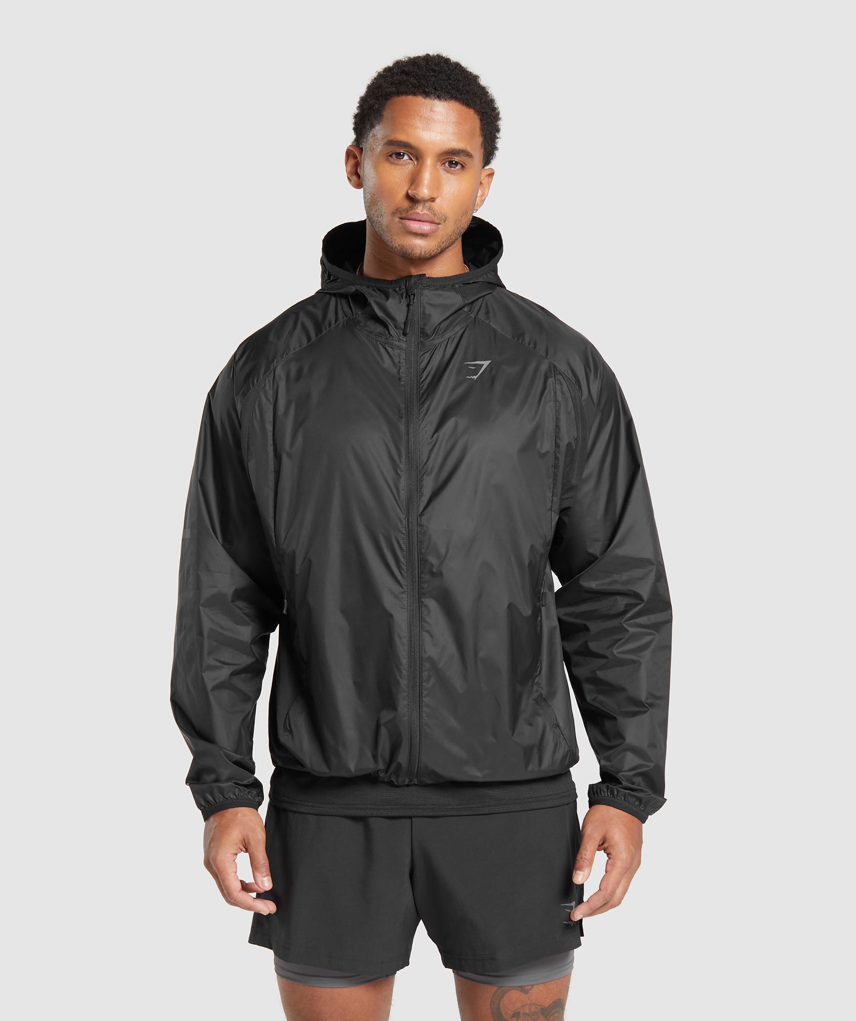 GYMSHARK WATER-RESISTANT BUDE PACKABLE JACKET - ONYX BLACK