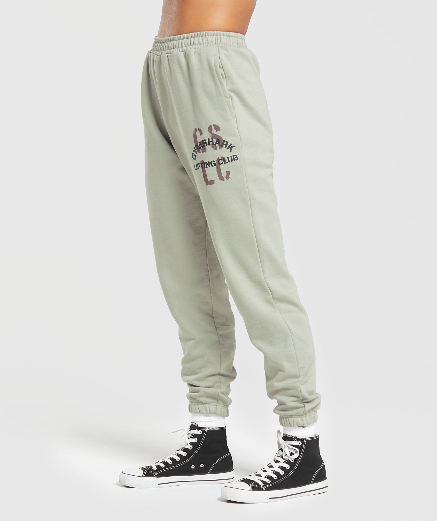 GYMSHARK Performance-Fit Printed Jogger Pants - Stone Grey 