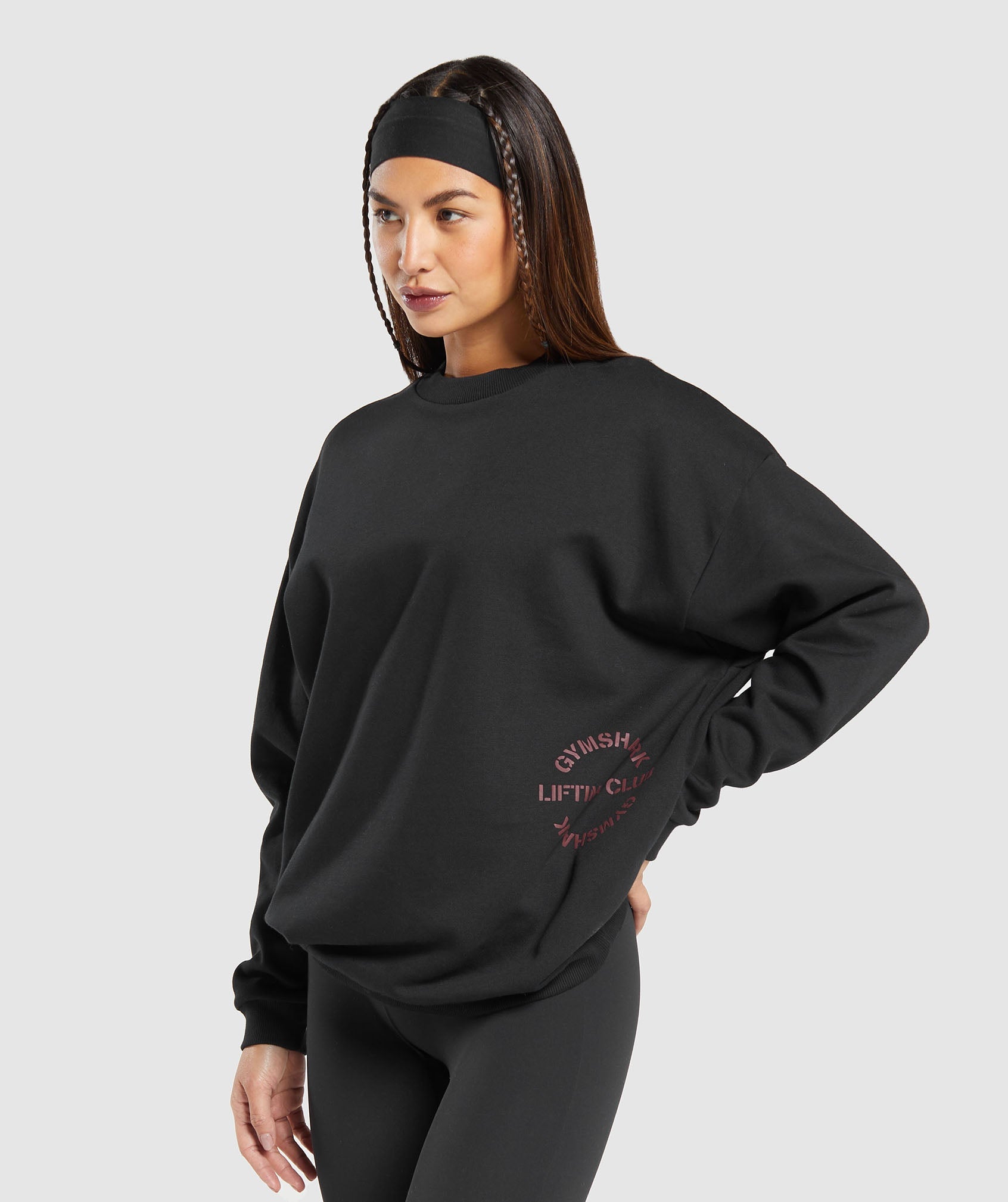 GYMSHARK Relaxed Fit Oversized Crewneck Sweatshirt - Classic Black 