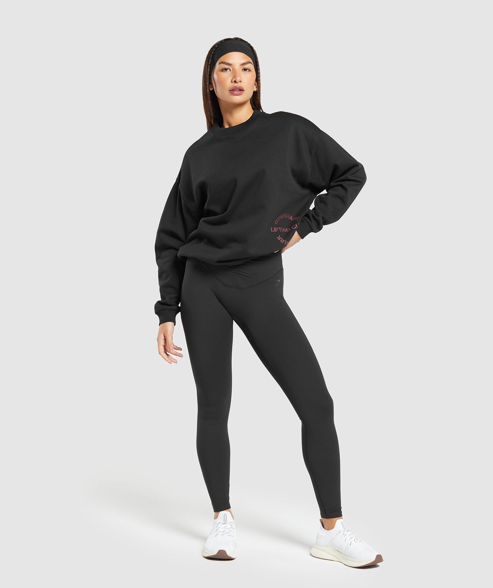 GYMSHARK Relaxed Fit Oversized Crewneck Sweatshirt - Classic Black 
