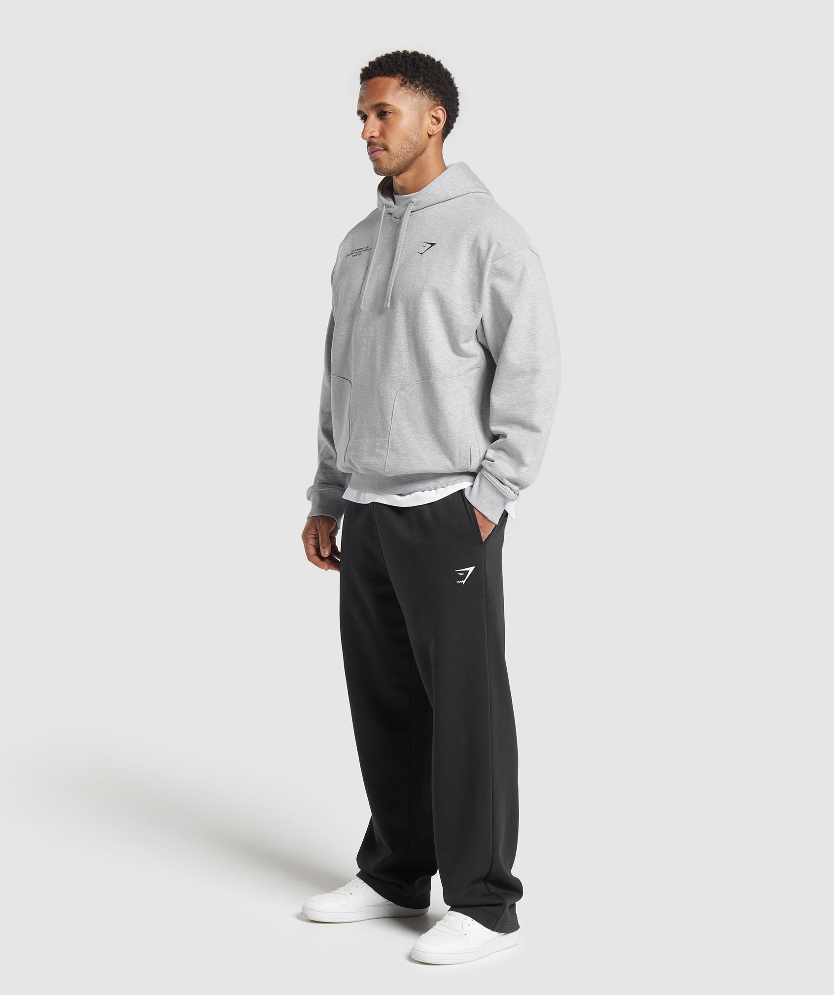 GYMSHARK Men's Training Hoodie - Soft Marl Grey Comfort Fit