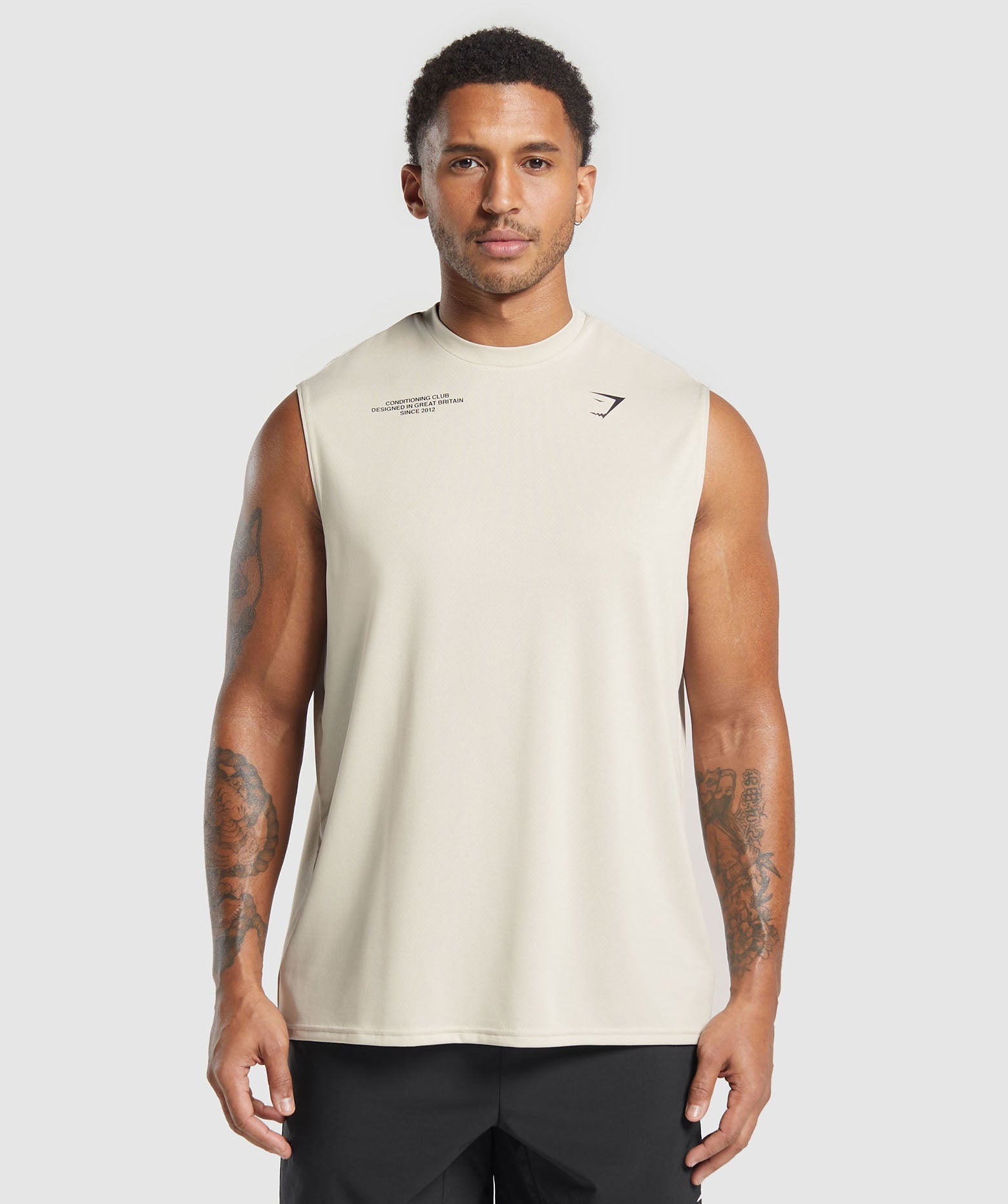 GYMSHARK Performance Training Tank Top - Lightweight Gym Wear for Men, Pebble Grey 
