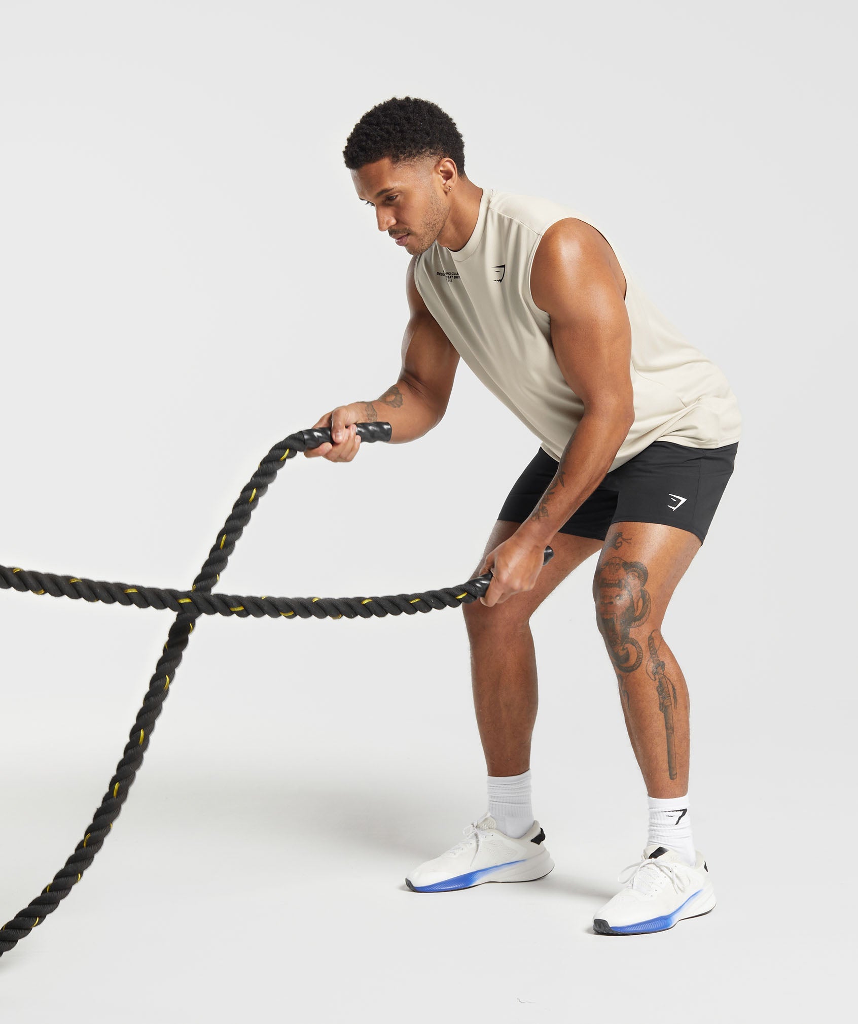 GYMSHARK Performance Training Tank Top - Lightweight Gym Wear for Men, Pebble Grey 