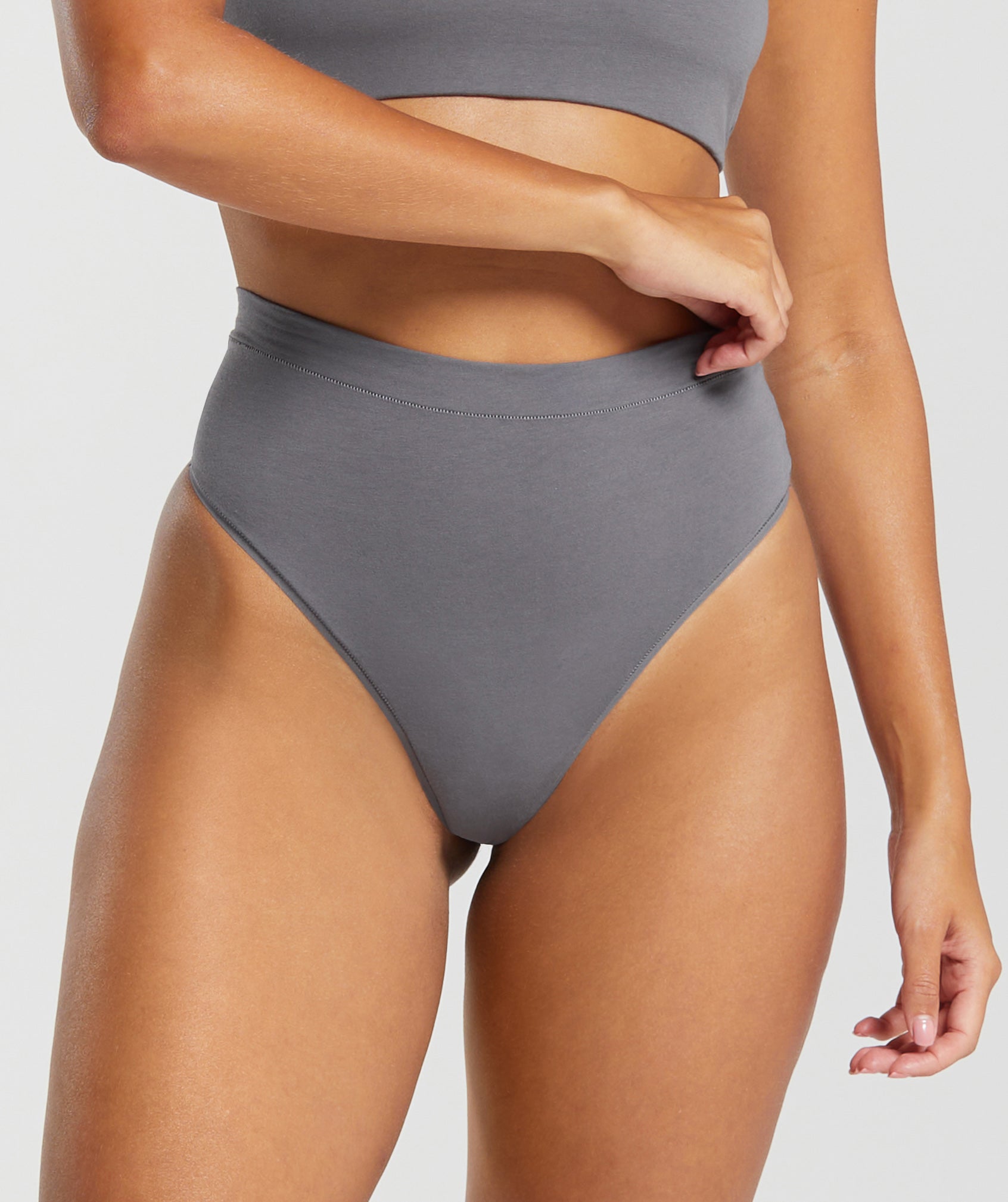 GYMSHARK Ultra-Soft High-Waisted Cotton Underwear - Cloudlike Comfort in Brushed Grey