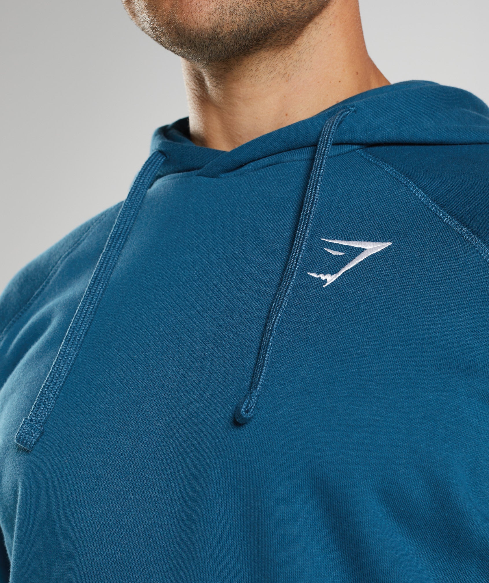 GYMSHARK Embroidered Crest Zip-Up Hoodie - Deep Atlantic Blue