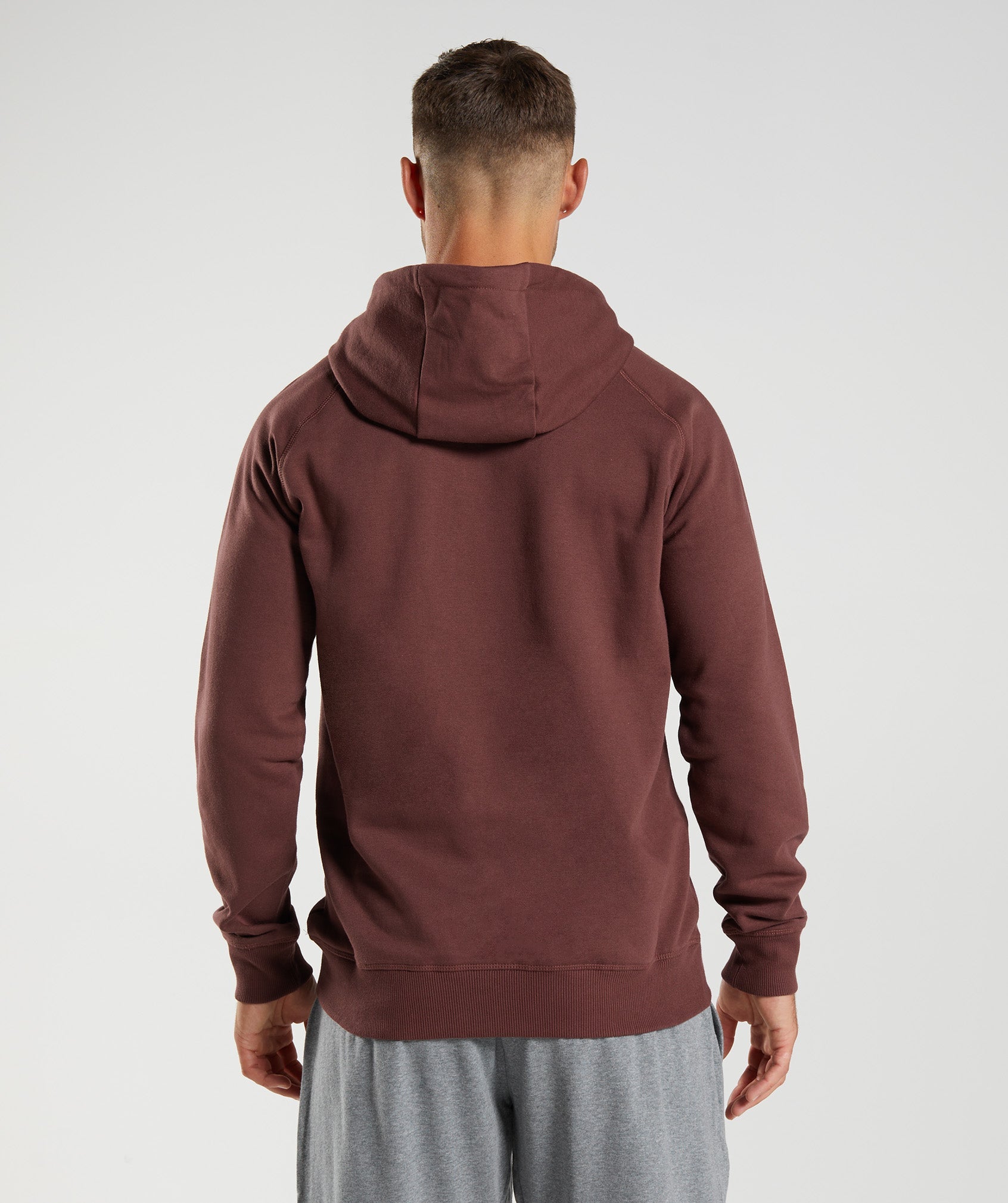 GYMSHARK Gymshark Crest Soft-Touch Pullover Hoodie in Rich Cherry Brown Hue 