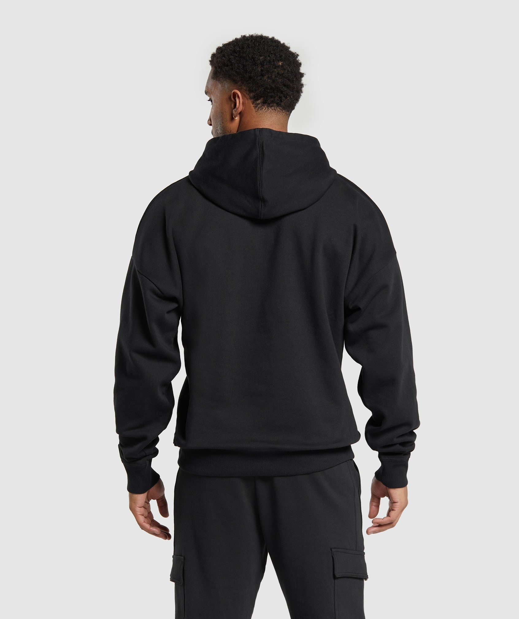 GYMSHARK Embroidered Crest Relaxed-Fit Hooded Sweatshirt - Charcoal Black 