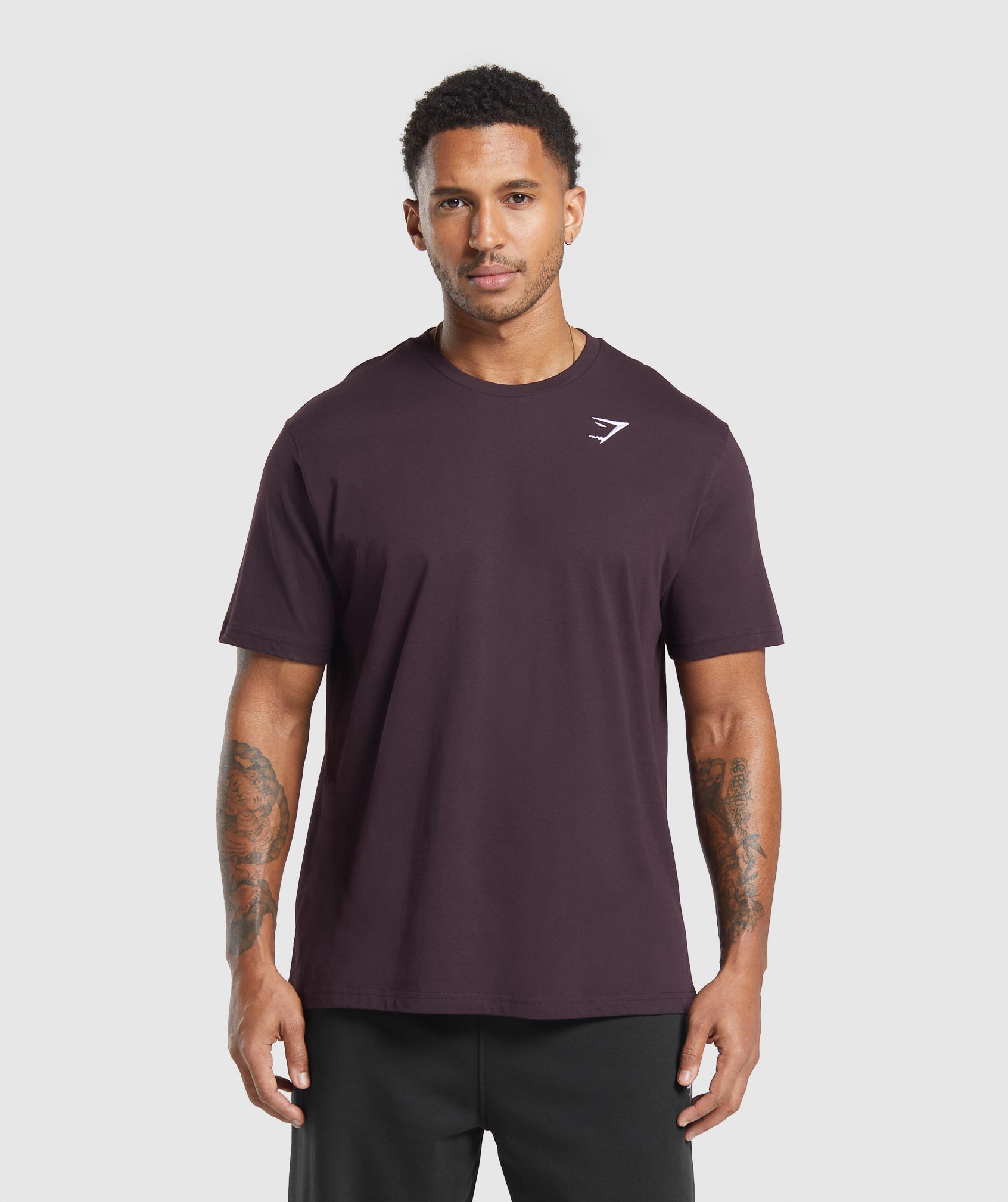GYMSHARK Gymshark Crest Logo Tee - Rich Plum Brown