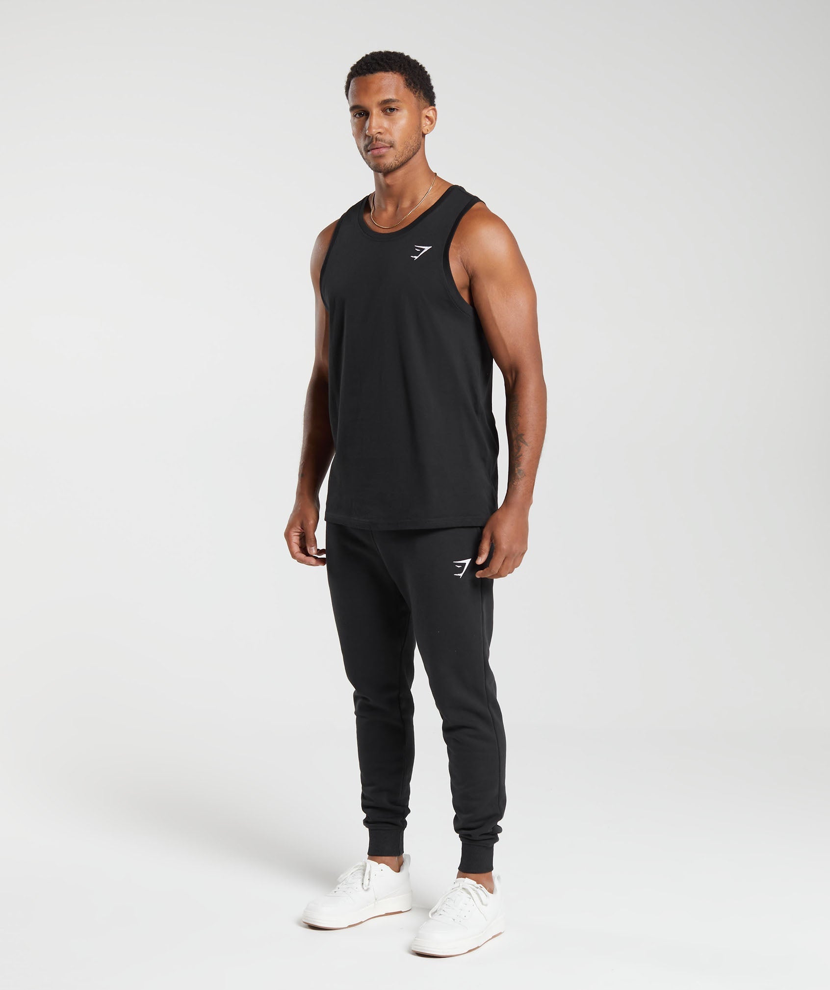 GYMSHARK Performance Cotton Crew Neck Tank - Classic Black Edition