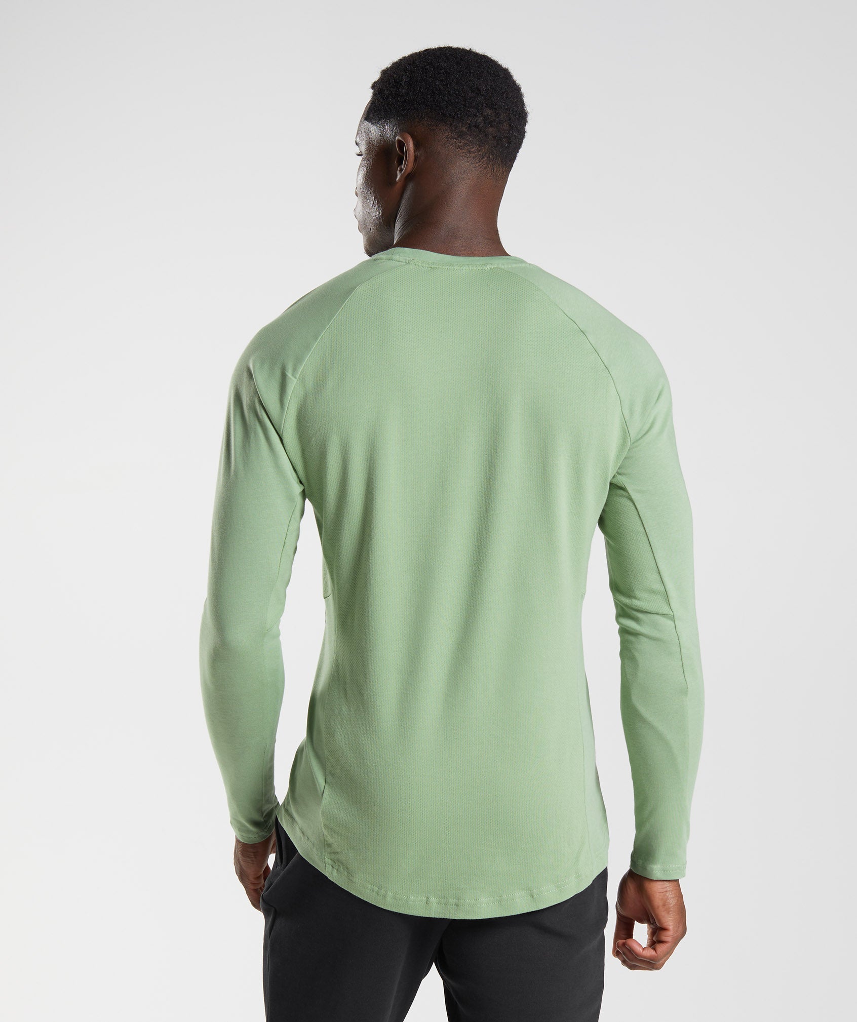 GYMSHARK React Performance Long Sleeve Workout Tee in Refreshing Mint Sage 