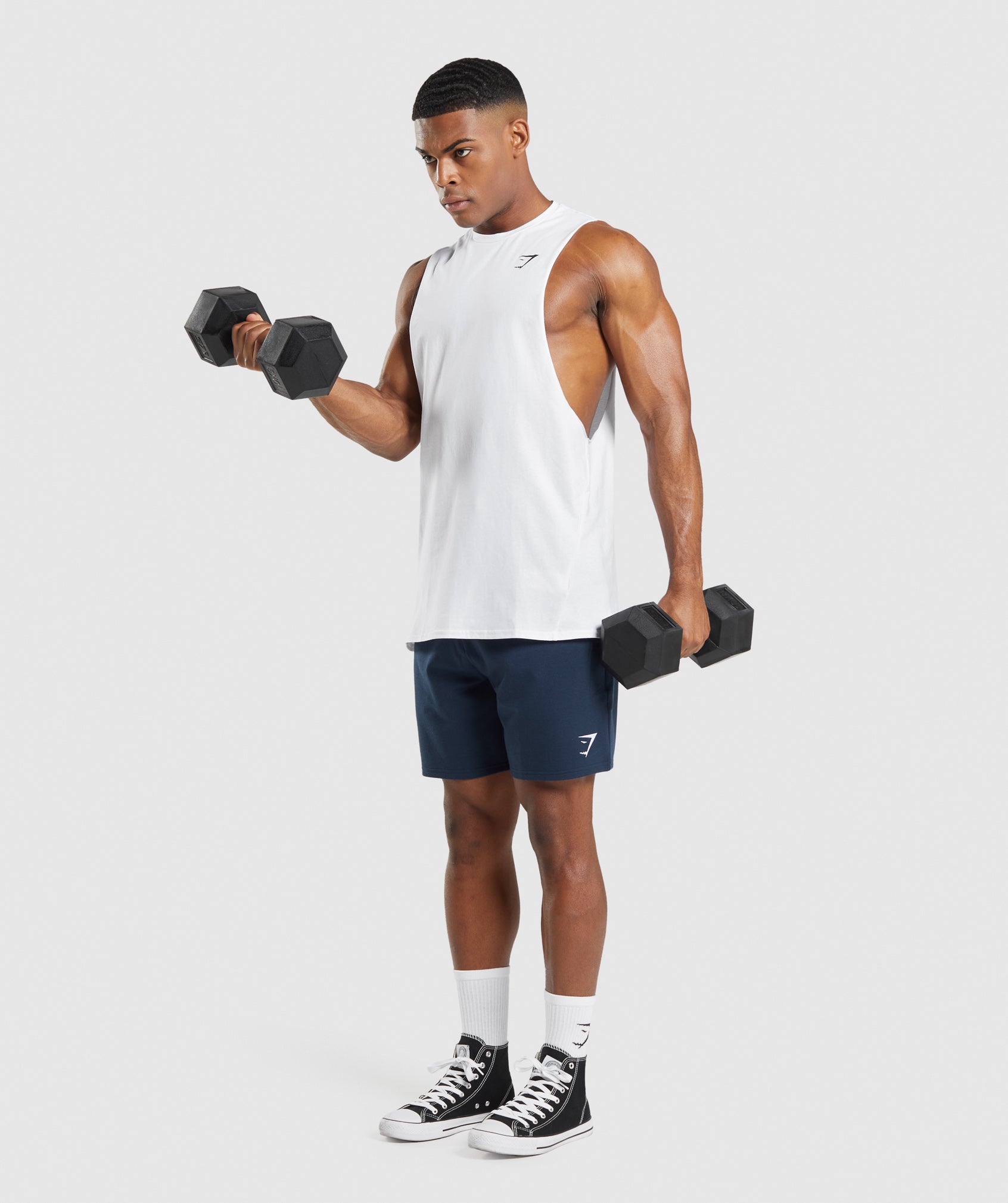 GYMSHARK Critical 2.0 Sleeveless Muscle Tank Top - Athletic White 