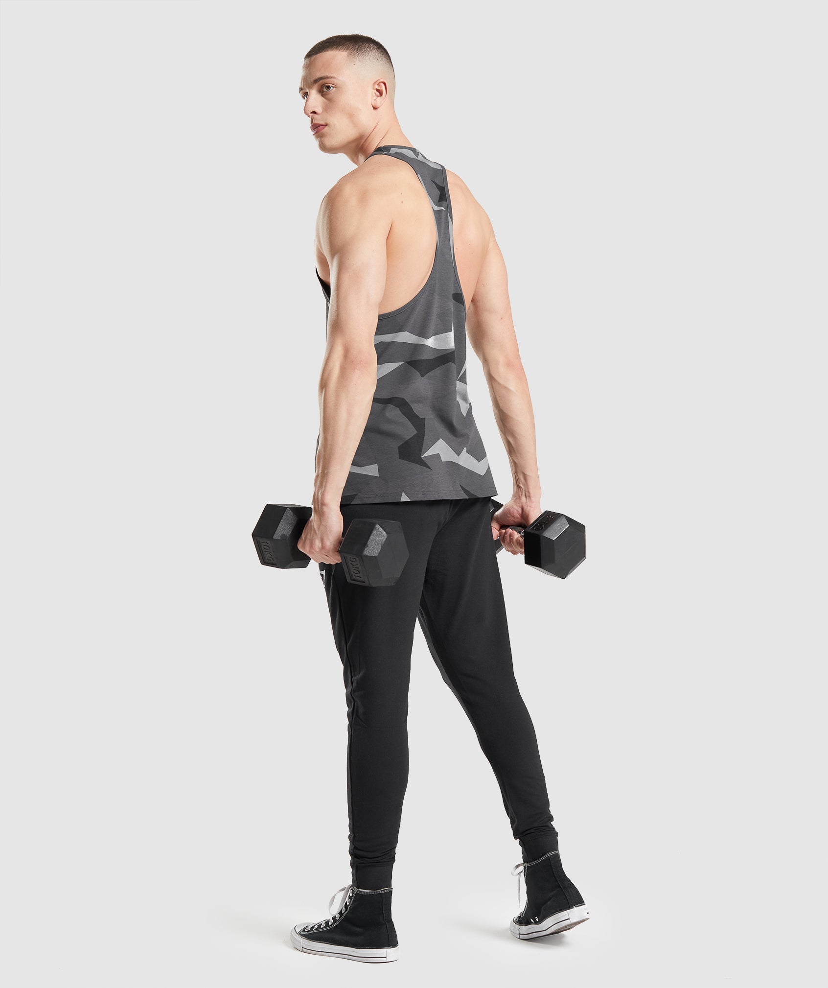 GYMSHARK Gymshark Critical Stringer Tee - Bold Black Graphic Design 