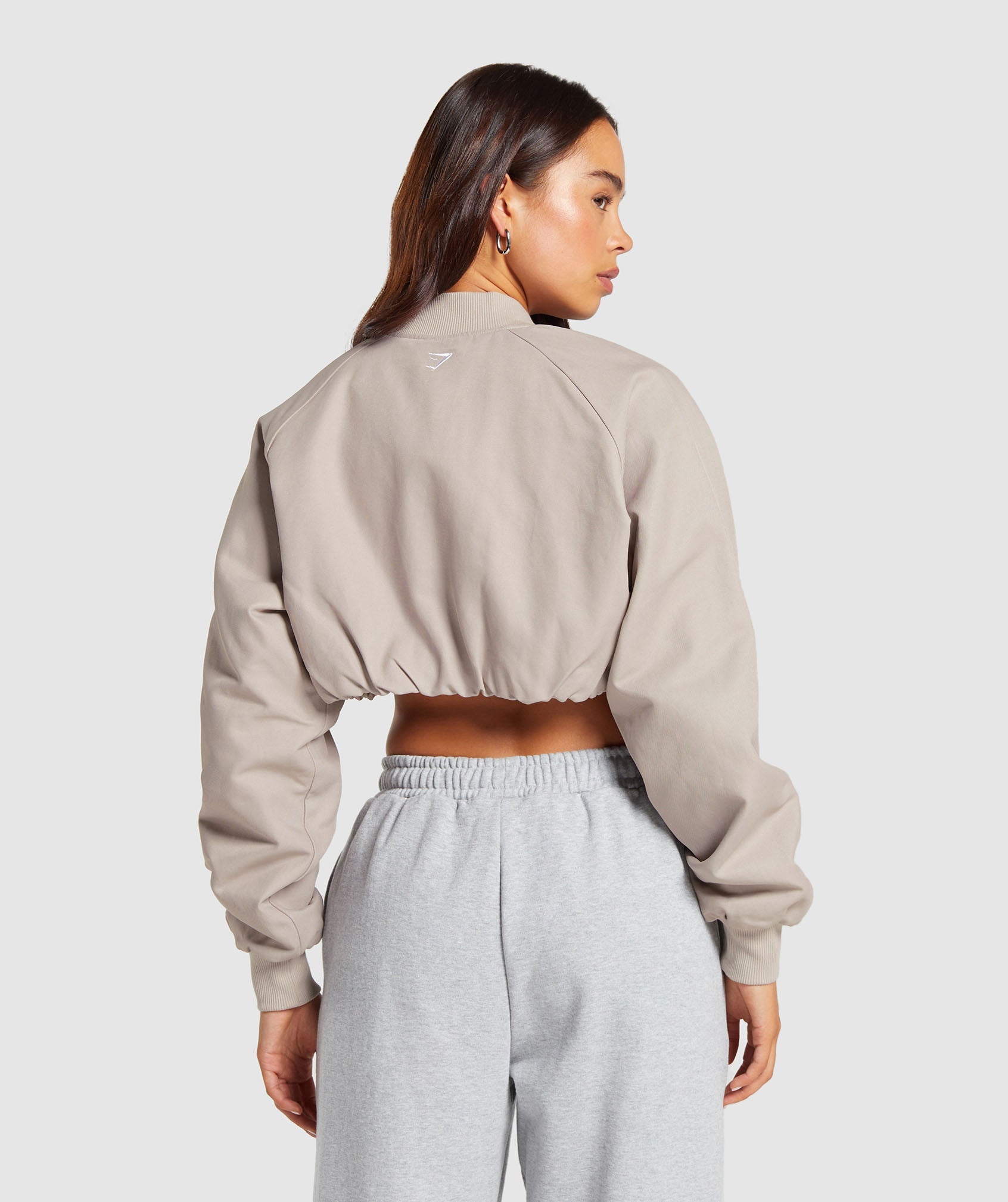 GYMSHARK Gymshark Stone Rose Cropped Flight Jacket - Soft Pink Oversized Fit 
