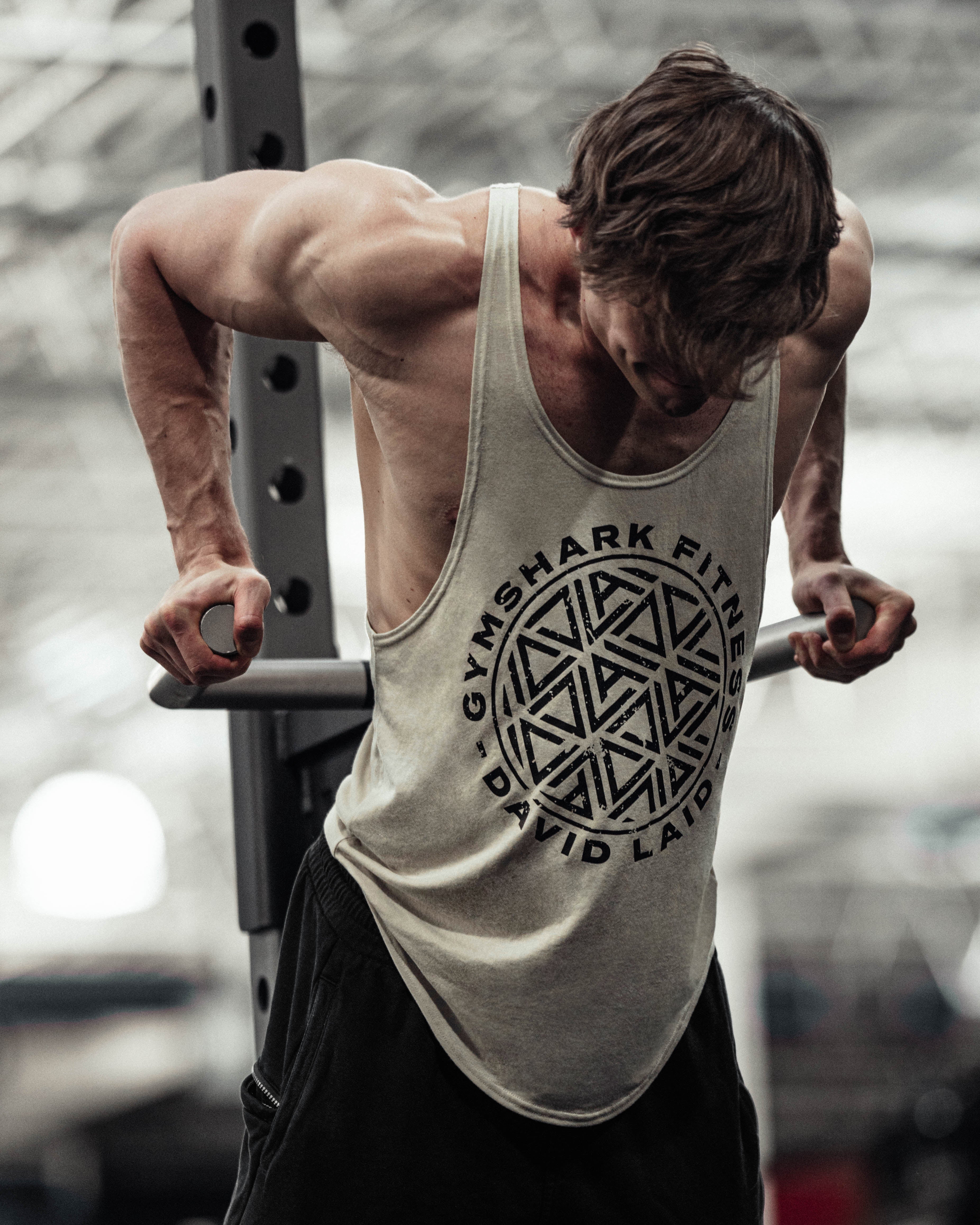 GYMSHARK GS x David Laid Athletic Stringer Tank - Sleek Pebble Grey Finish
