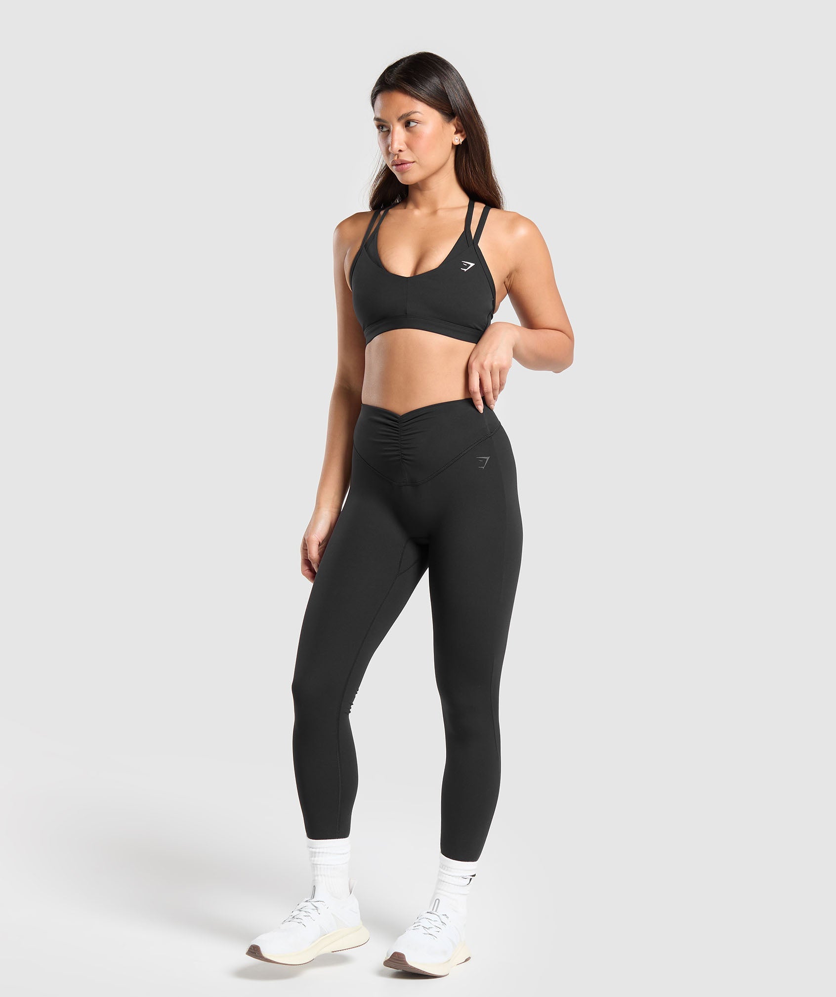 GYMSHARK Dual-Intensity Workout Bra, Breathable Support - Sleek Black 