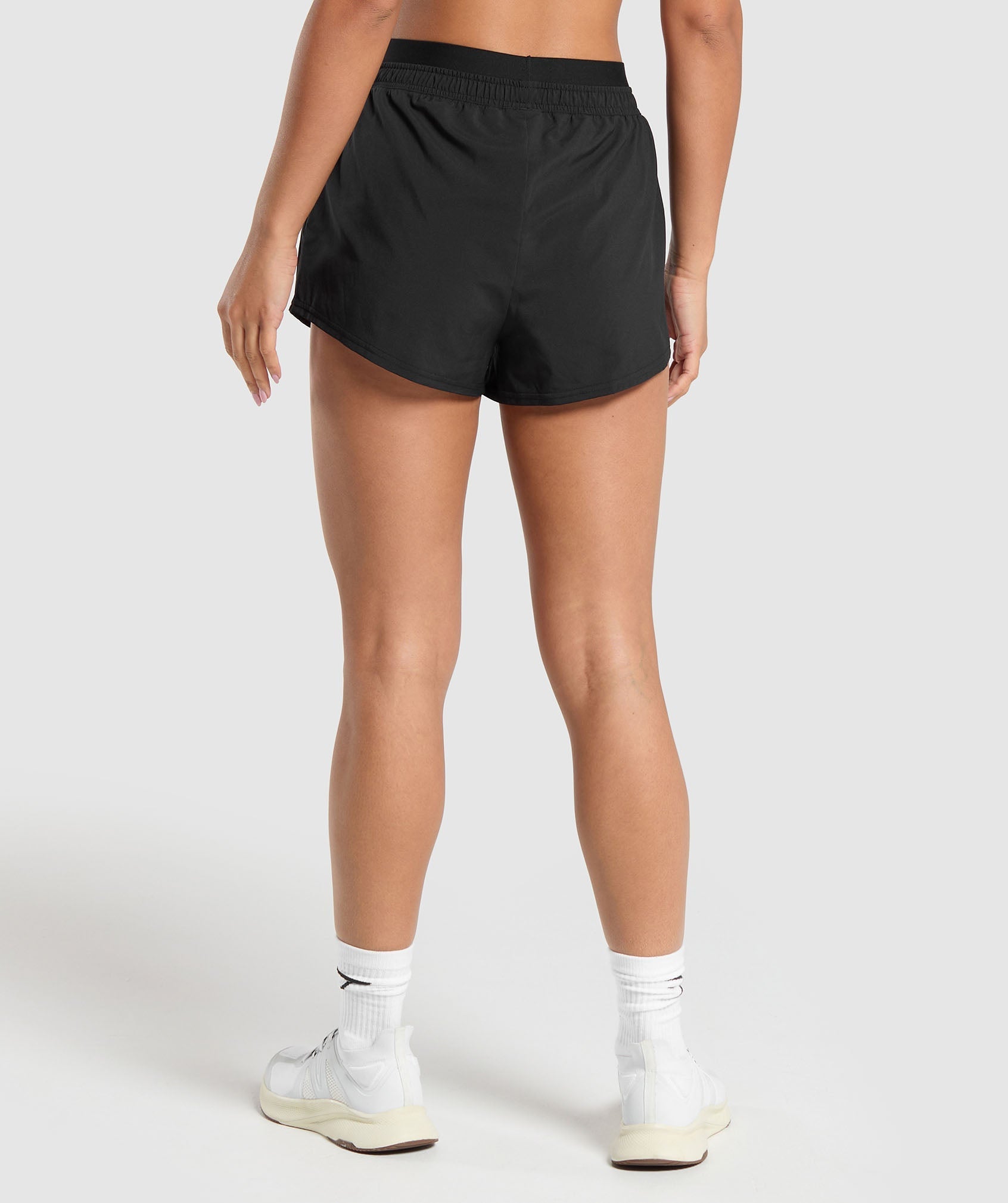 GYMSHARK Gymshark Dual-Layer Waist Training Shorts - Onyx Black Workout Essential 