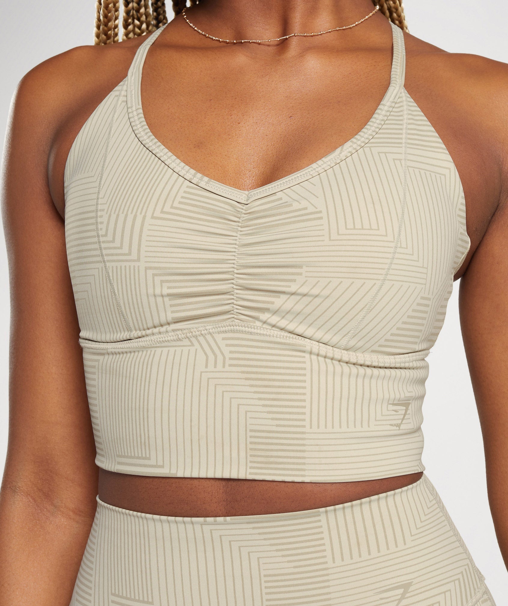 GYMSHARK GYMSHARK High-Support Racerback Workout Top in Warm Beige 