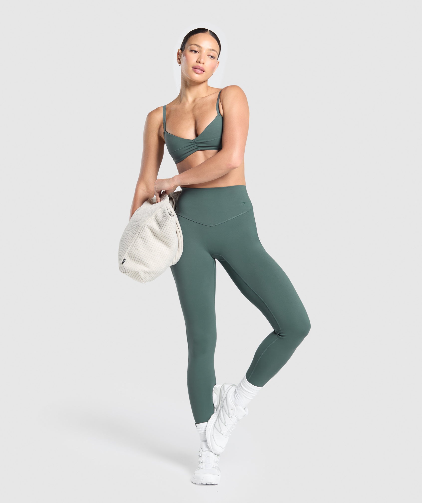 GYMSHARK Elevate Sculpted Contour Sports Bra - Elegant Slate Teal Shade 