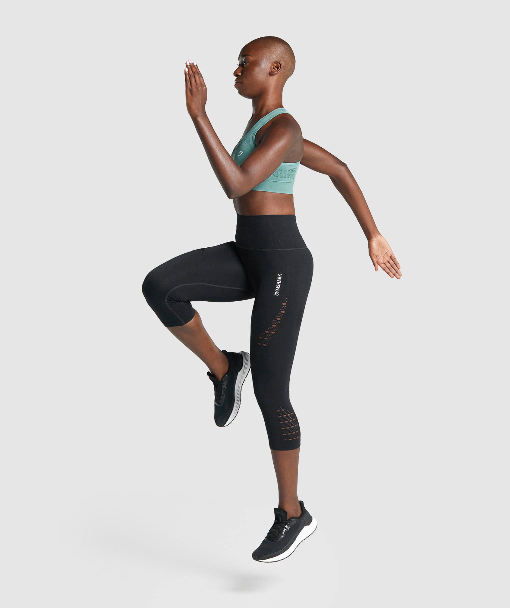 GYMSHARK Gymshark ENERGY Seamless High-Rise Workout Leggings - Buttery-Soft Cropped Tights in Classic Black 