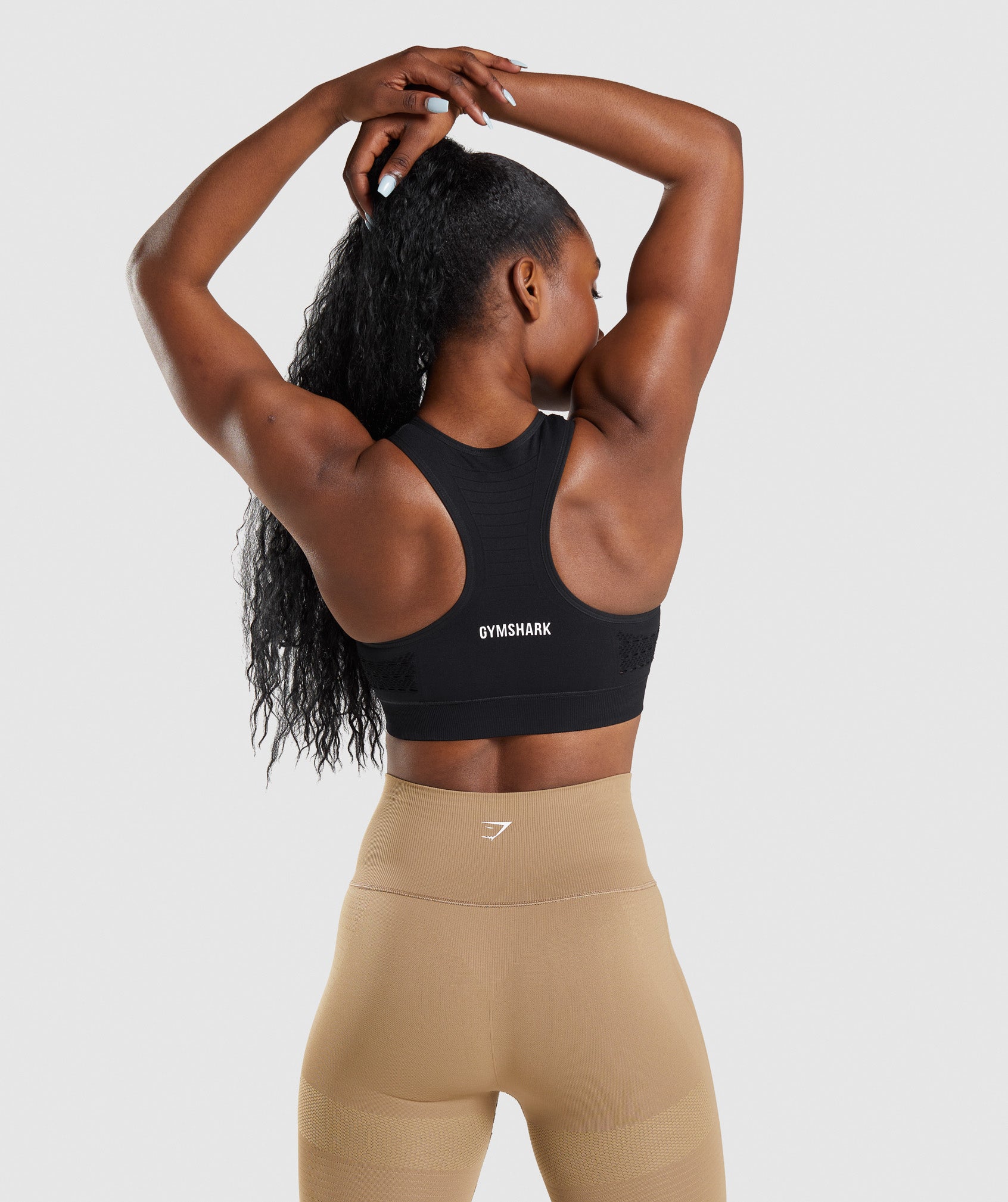 GYMSHARK High-Impact Seamless Workout Bra for Women - Breathable Black 