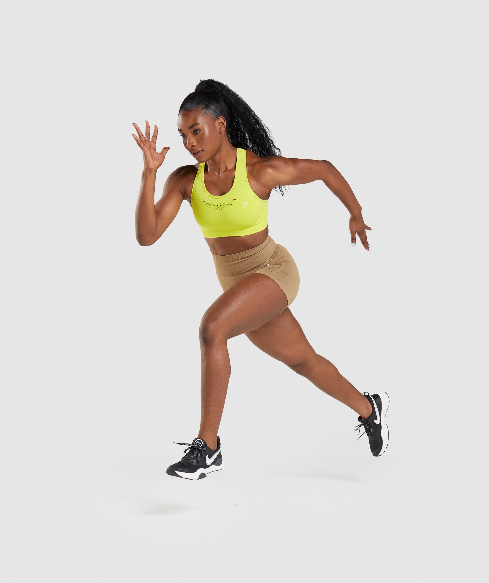 GYMSHARK Seamless Energy Support Bra - Glitch Yellow Hue for High-Intensity Workouts 