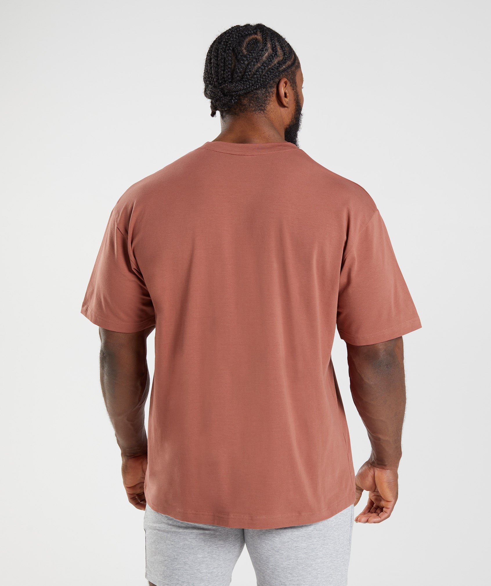 GYMSHARK Relaxed Fit Vintage Crew Tee - Soft Muted Rose Brown 