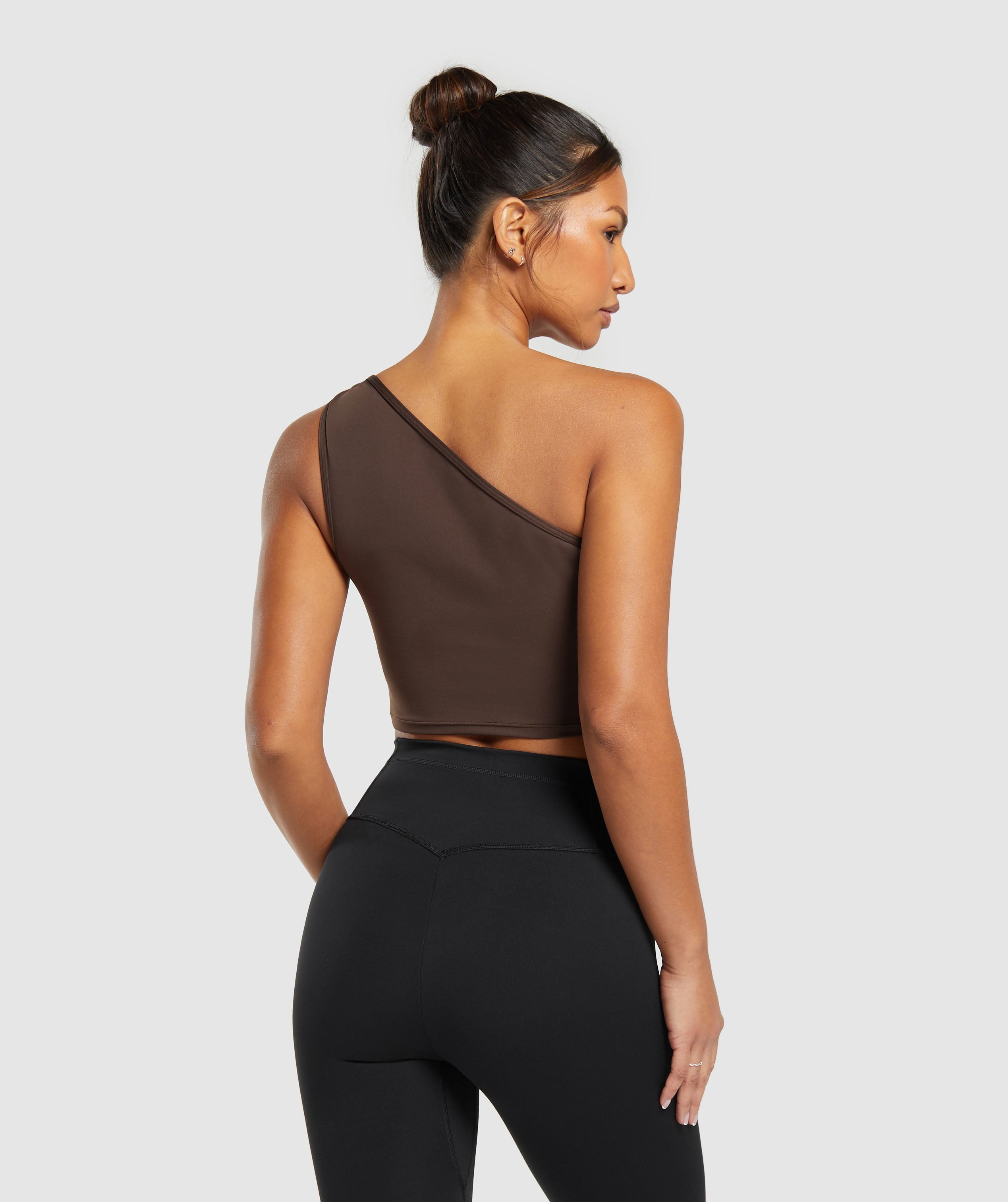 GYMSHARK Gymshark Single-Shoulder Ribbed Tank Top in Vintage Oak - Everyday Slim Fit Design 
