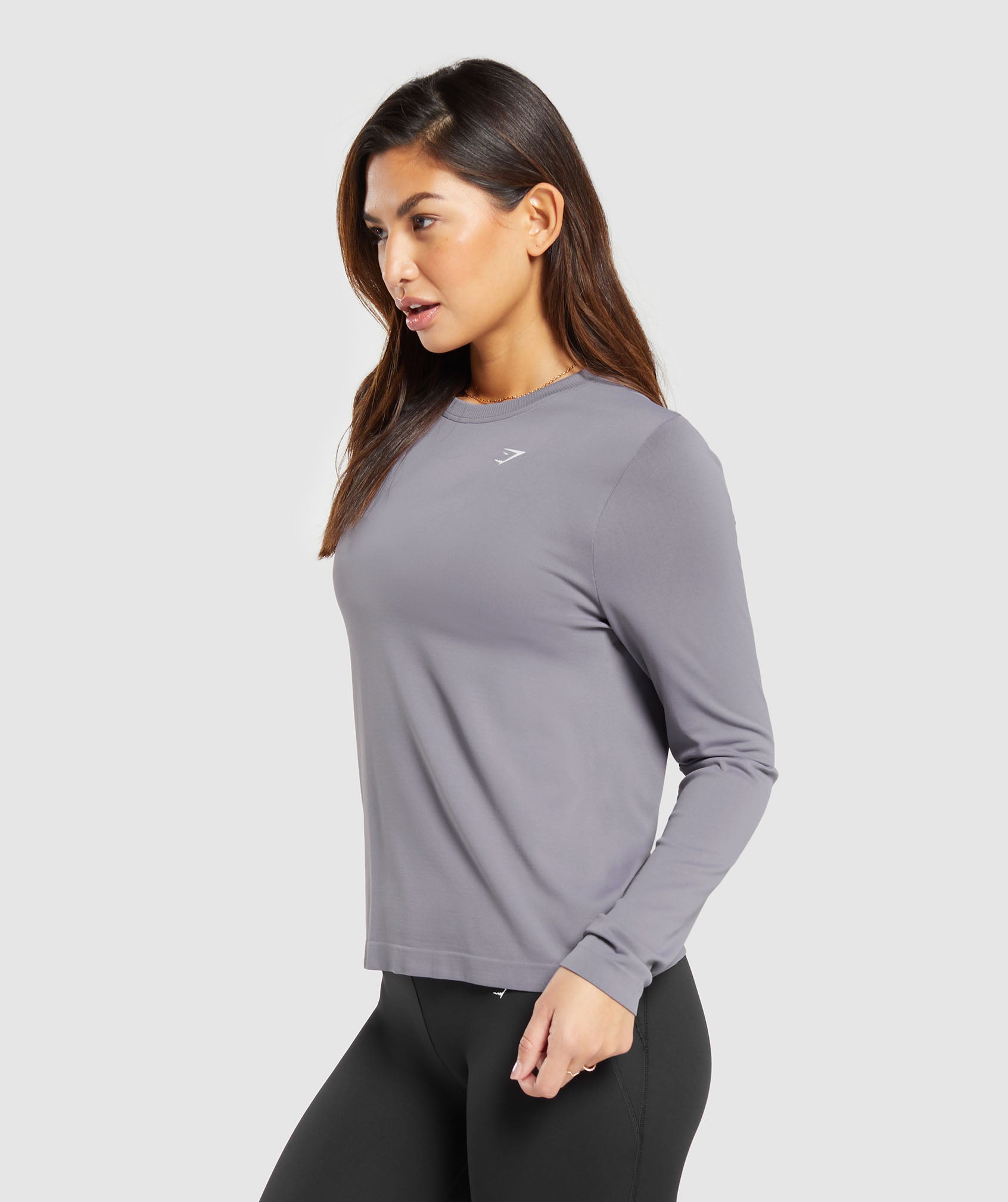GYMSHARK GYMSHARK Ultra-Soft Seamless Long Sleeve Tee - Misty Lavender Hue 