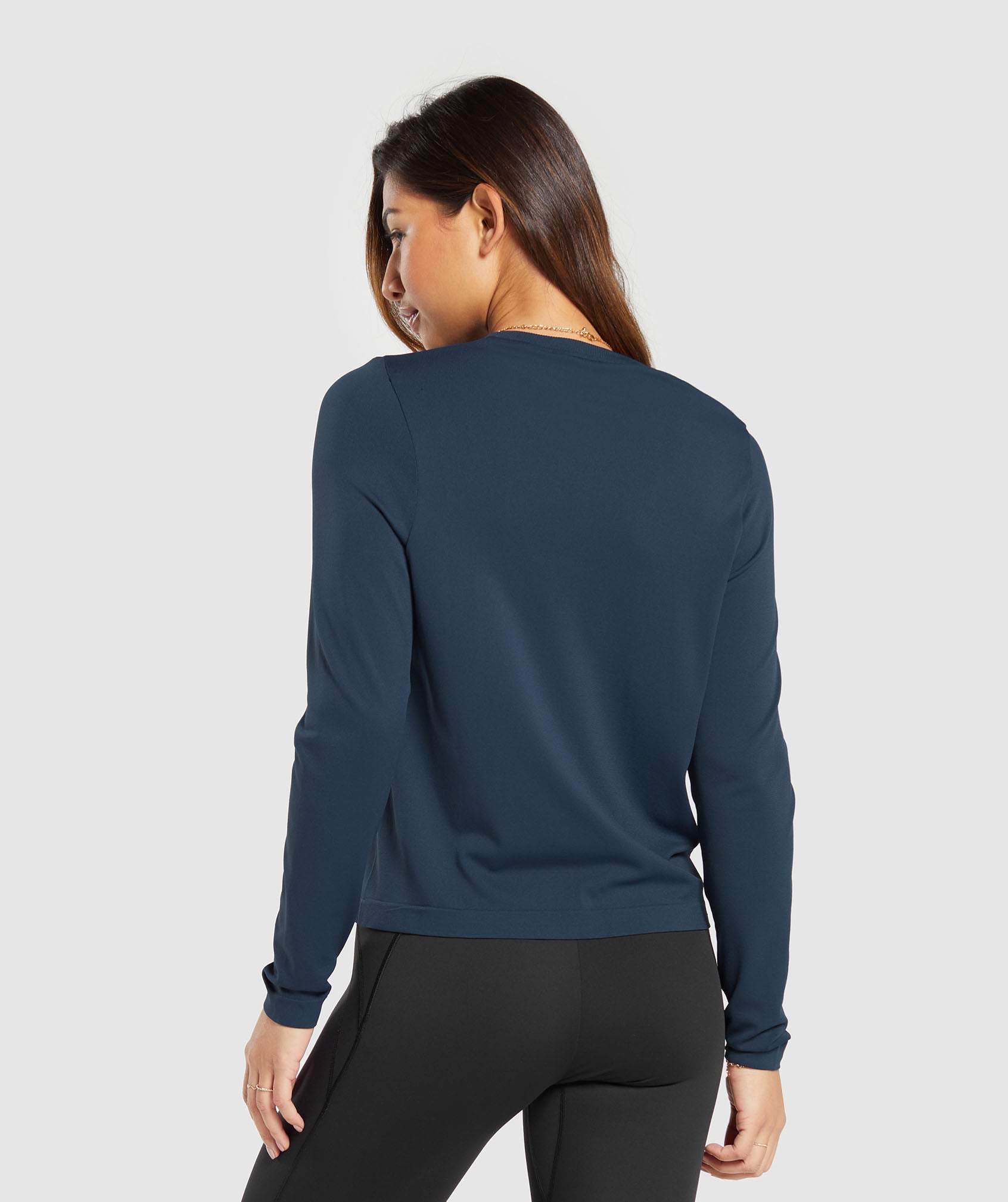 GYMSHARK Ultra-Soft Seamless Long Sleeve Shirt - Classic Navy Blue 