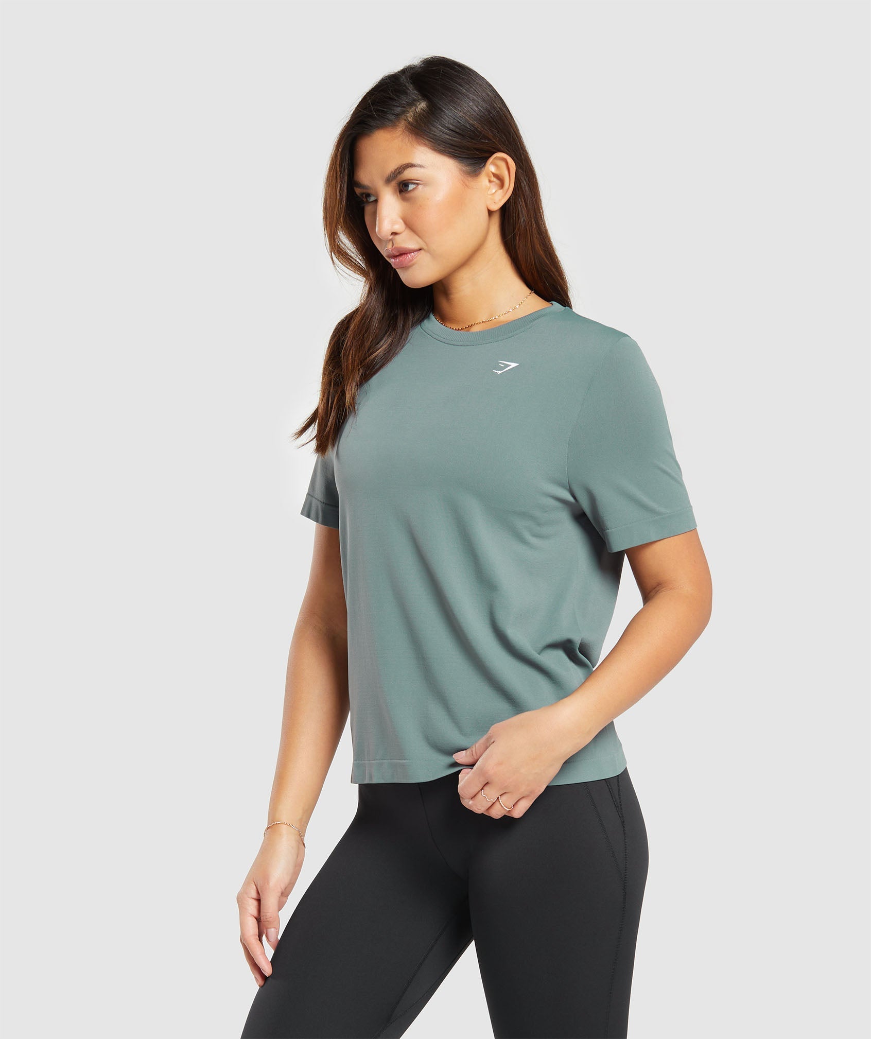 GYMSHARK GYMSHARK Daily Comfort Seamless Tee - Fresh Cargo Green 