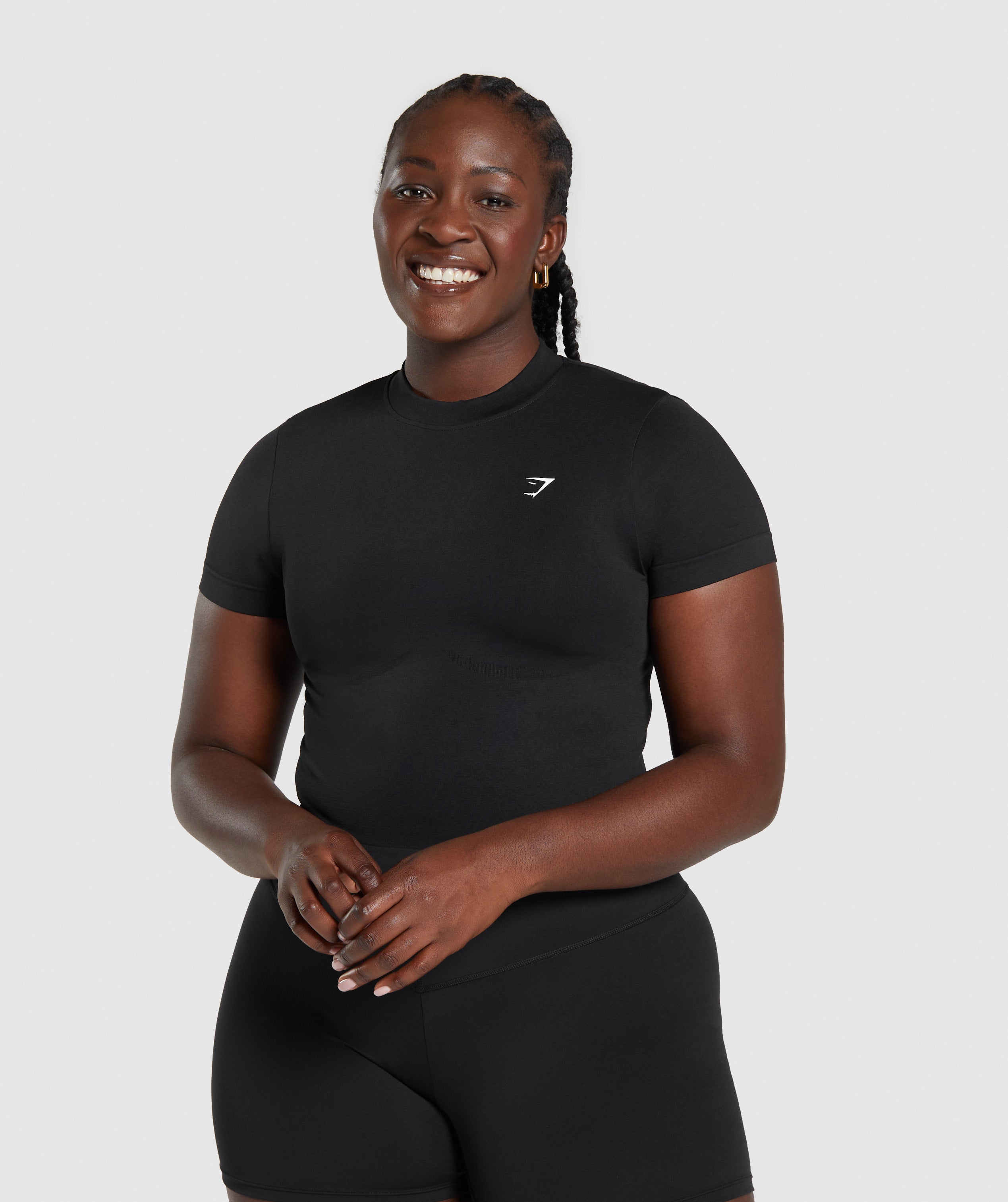 GYMSHARK Soft Stretch Everyday Seamless Workout Tee - Classic Black 
