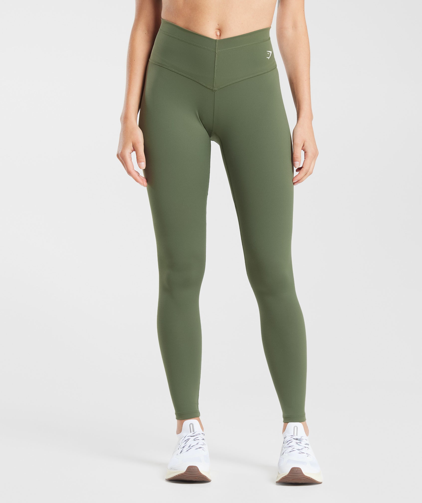 GYMSHARK Everyday V-Waist Workout Leggings - Comfort Fit Olive Green Tone