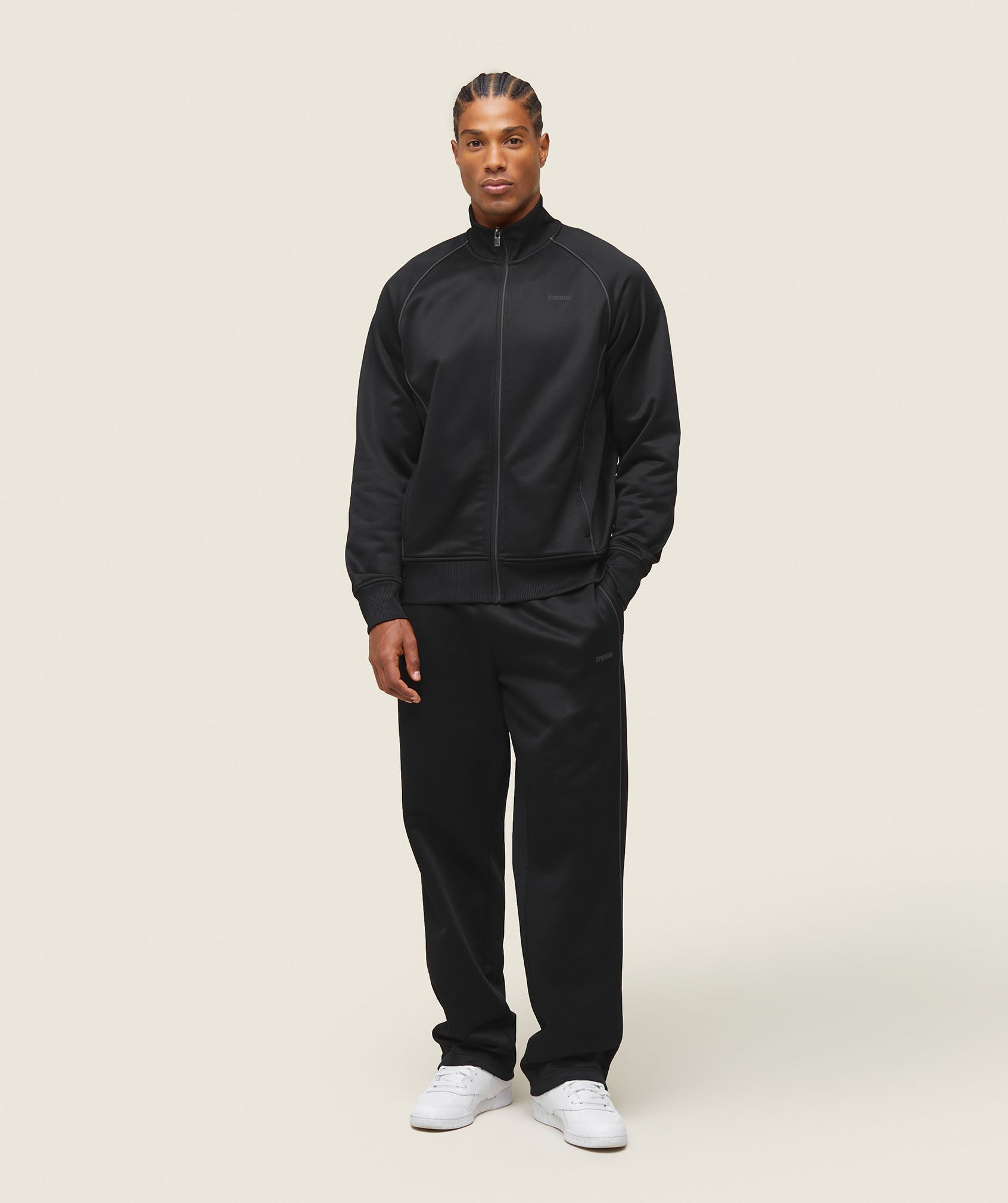 GYMSHARK Gymshark EveryWear Performance Track Jacket - Breathable Black & White Training Layer 