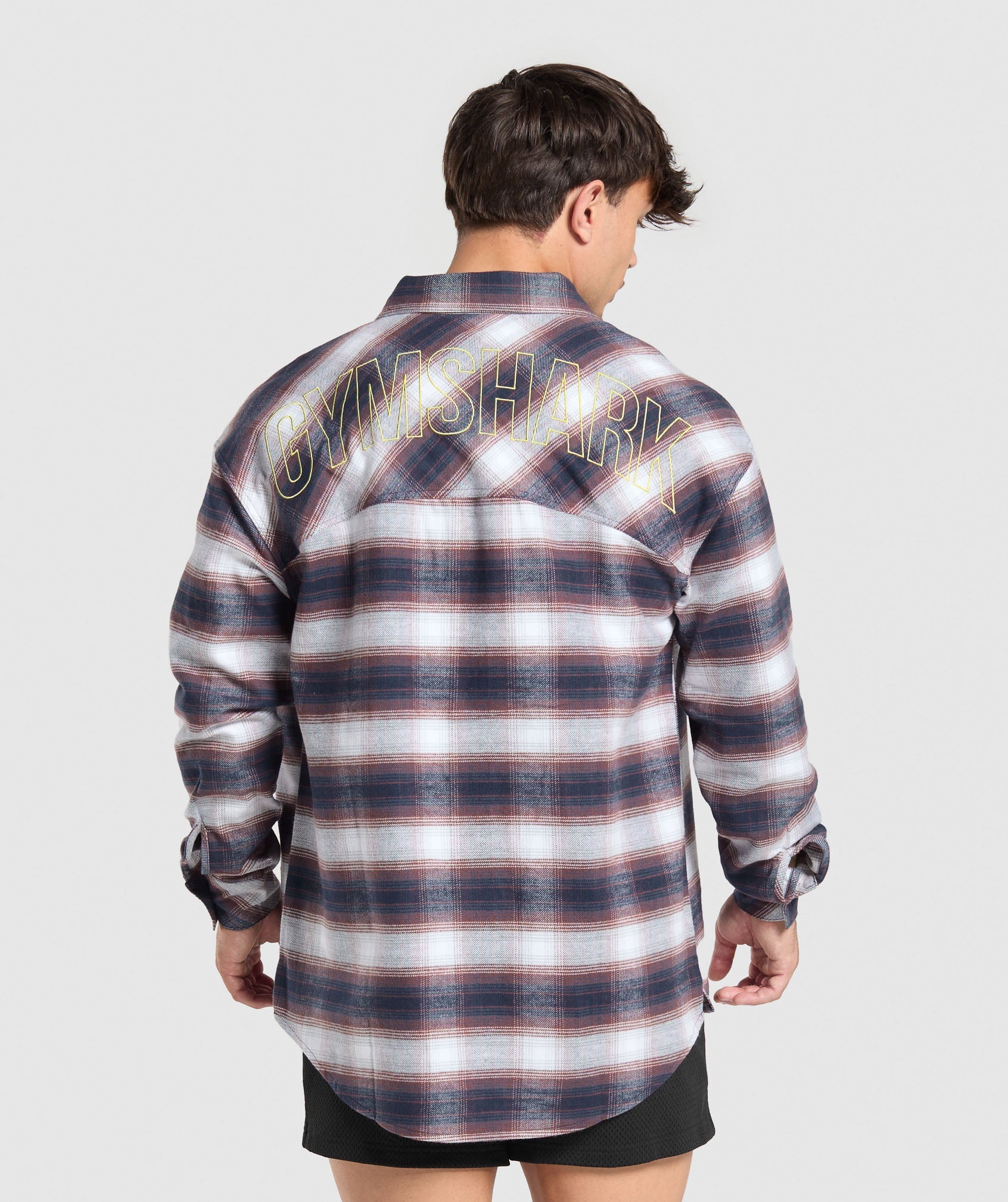 GYMSHARK Men's Premium Winter Flannel Shirt in Deep Navy Blue