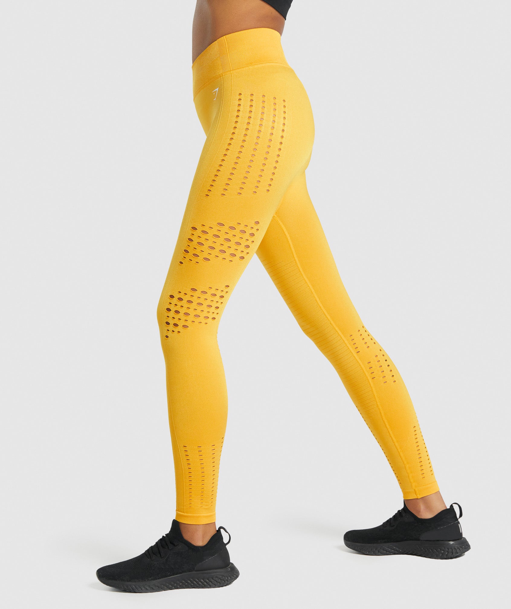 GYMSHARK Radiant Seamless Leggings - Sunshine Yellow Workout Tights Buttery-Soft & High-Shine 