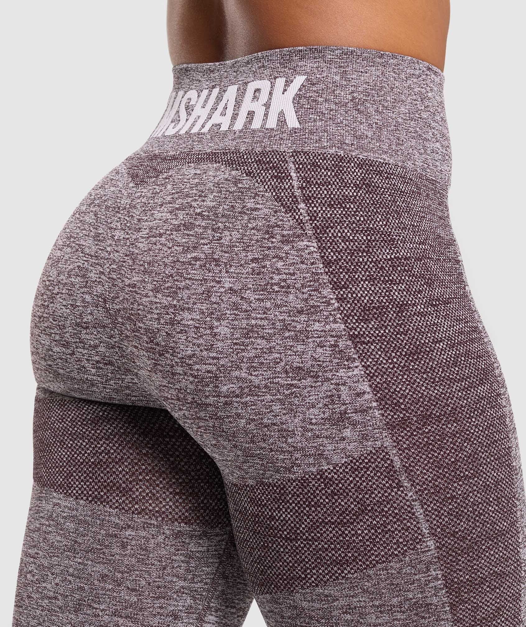 GYMSHARK GYMSHARK Flex Training Tights - High-Waisted Sculpting Fit in Heathered Plum Brown & Frost White