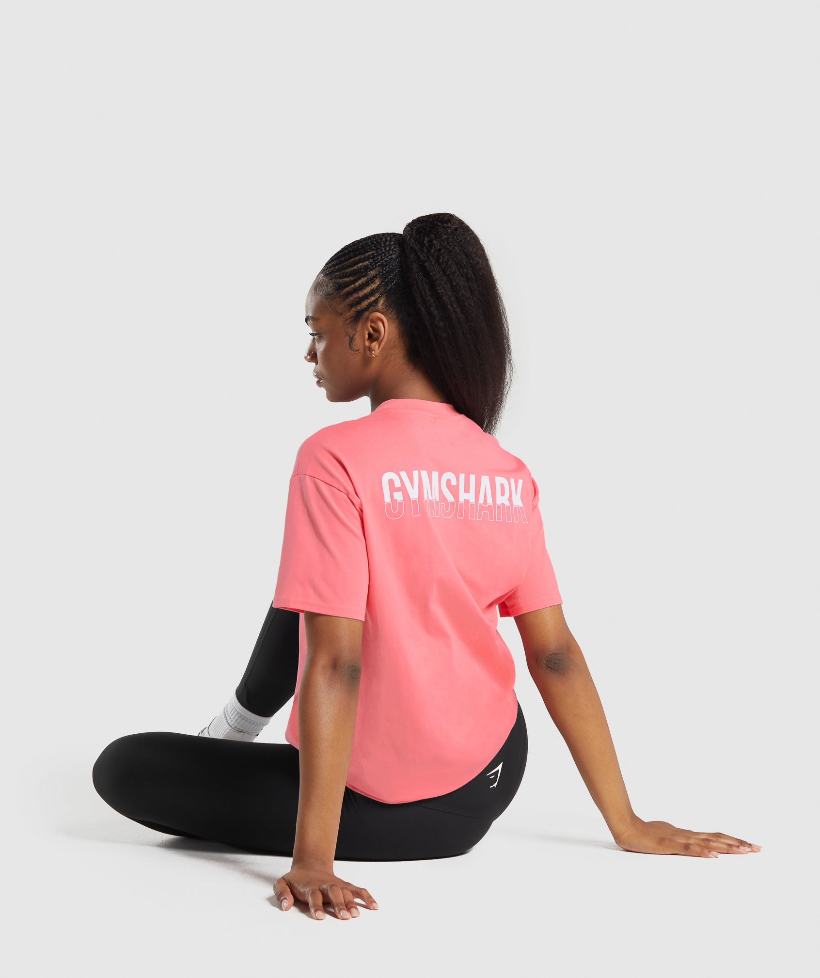 GYMSHARK Relaxed Fit Oversized Cotton Tee - Soft Blush Tone