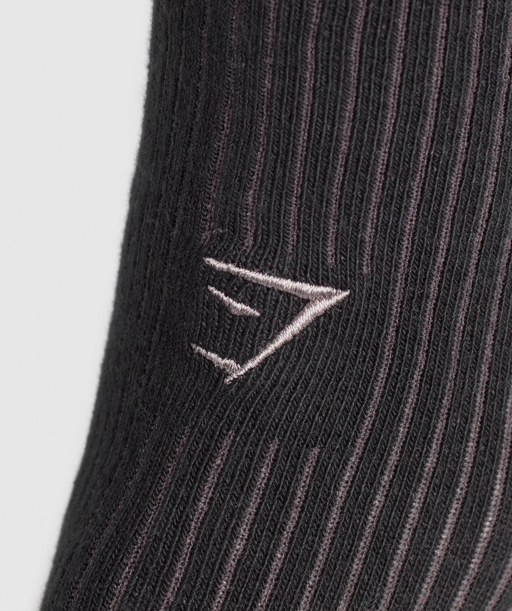 GYMSHARK Gymshark Frilled Crew Socks - Black with Brushed Purple Accents 