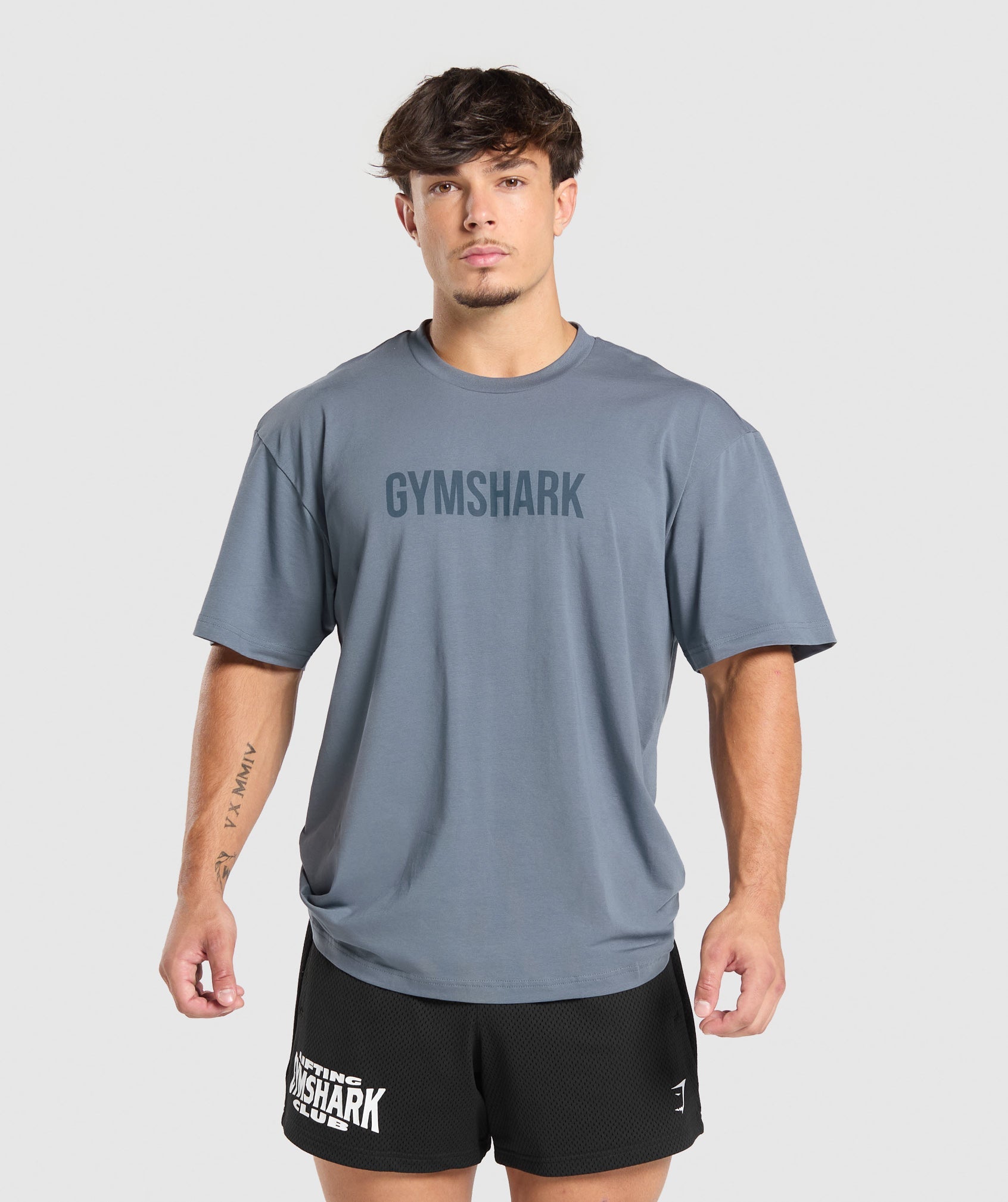 GYMSHARK Men's Apollo Relaxed Fit Tee - Vintage Steel Blue Shirt