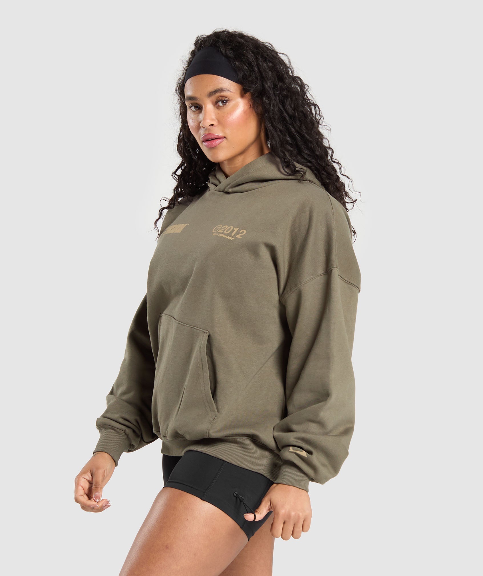 GYMSHARK Gymshark Bold Visionary Streetwear Hoodie - Relaxed Fit Camo Brown 