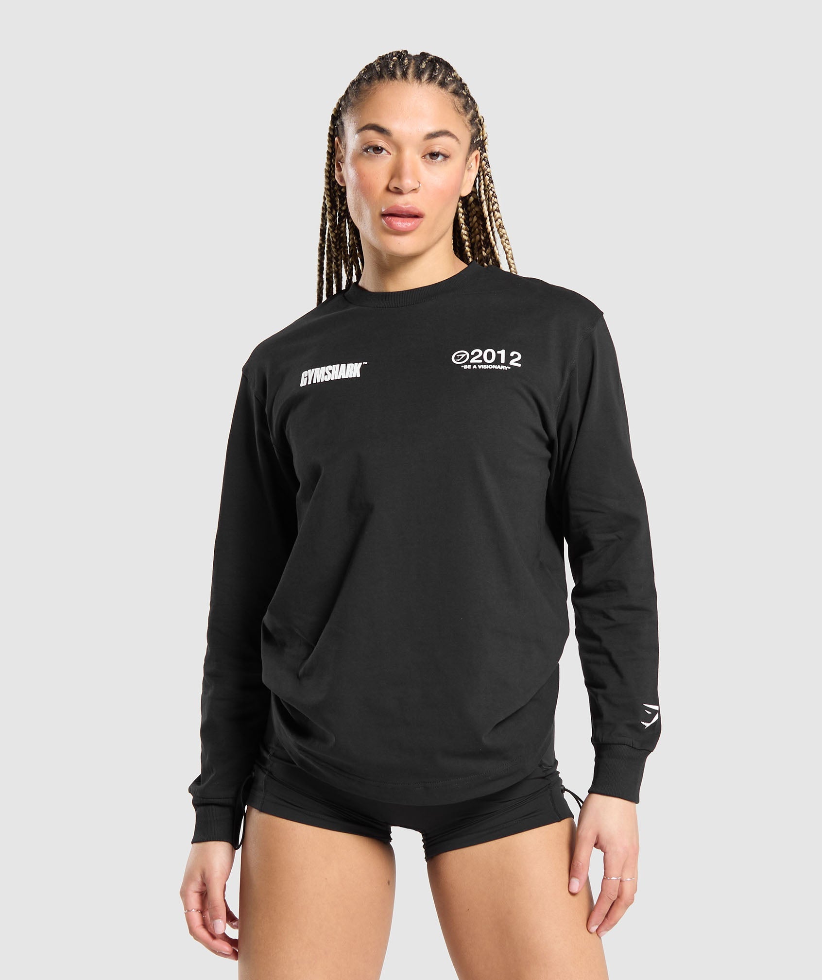 GYMSHARK Visionary Long-Sleeve Performance Top - Midnight Black 
