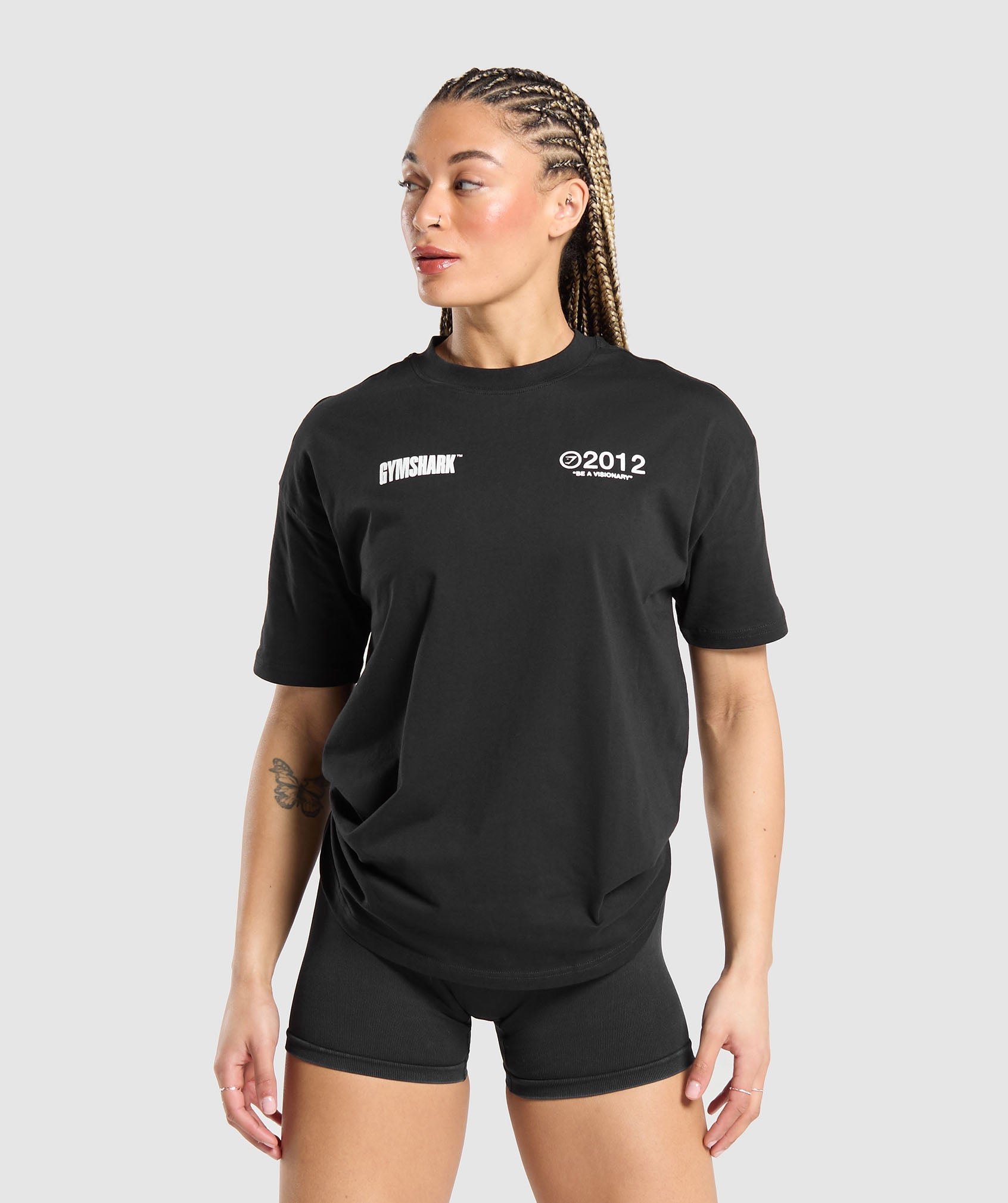 GYMSHARK Gymshark Men's Relaxed Fit Motivational Graphic Tee in Classic Black 