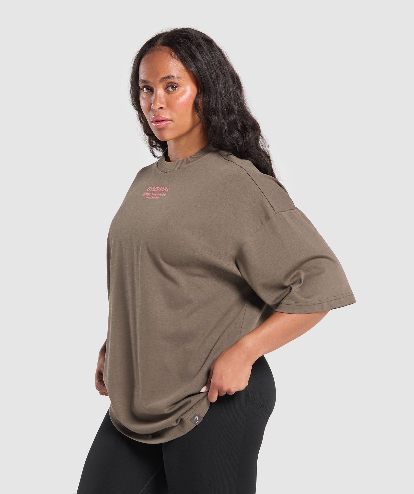 GYMSHARK Men's Heavyweight Workout Tee - Vintage Camo Brown Design, Durable Cotton Fitness Shirt