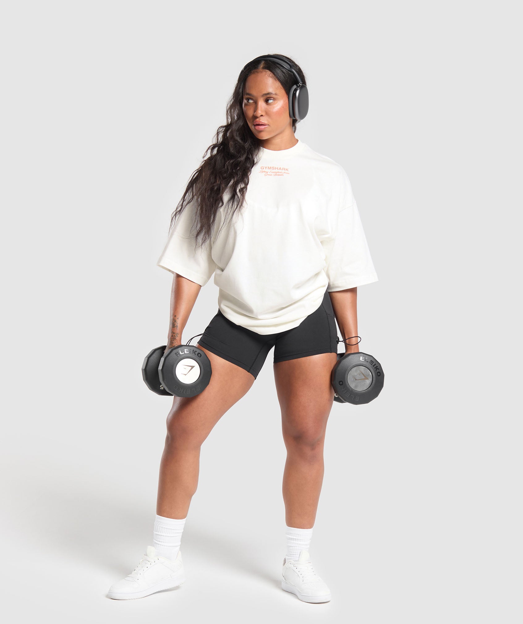 GYMSHARK Gymshark Premium British Iron Cotton Tee - Heavyweight Crew Neck in Soft White 
