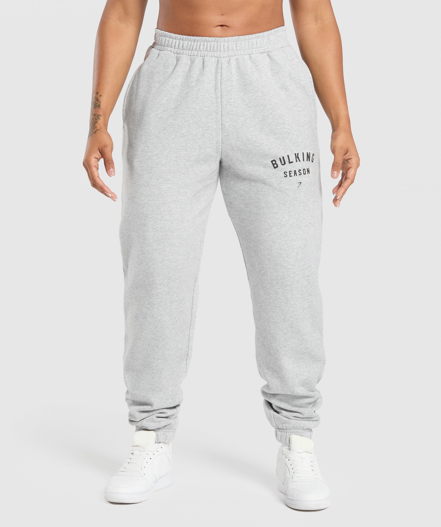 GYMSHARK Men's Bulking Season Soft-Touch Jogger Pants - Light Grey Marled Texture