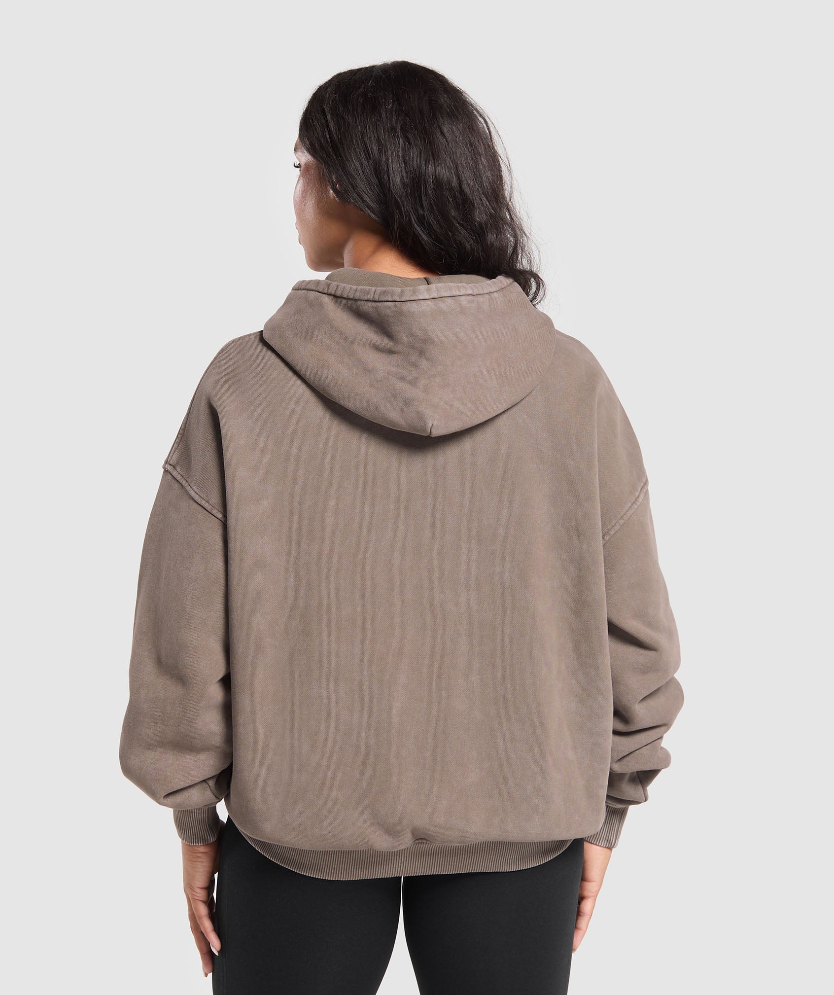 GYMSHARK Distressed Oversized Camo Hoodie - Vintage Brown 