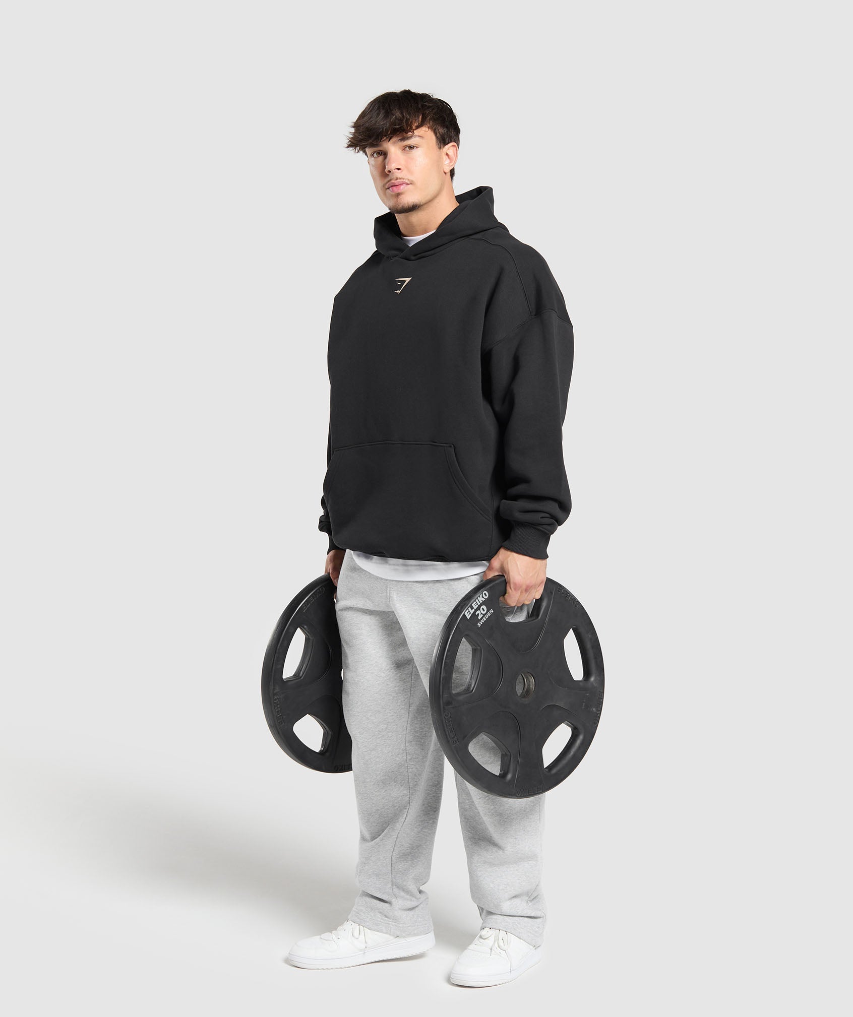 GYMSHARK Gymshark Performance Training Hooded Sweatshirt for Men - Charcoal Heather/Black 